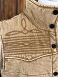 Tan Denim Studded Puffer Vest