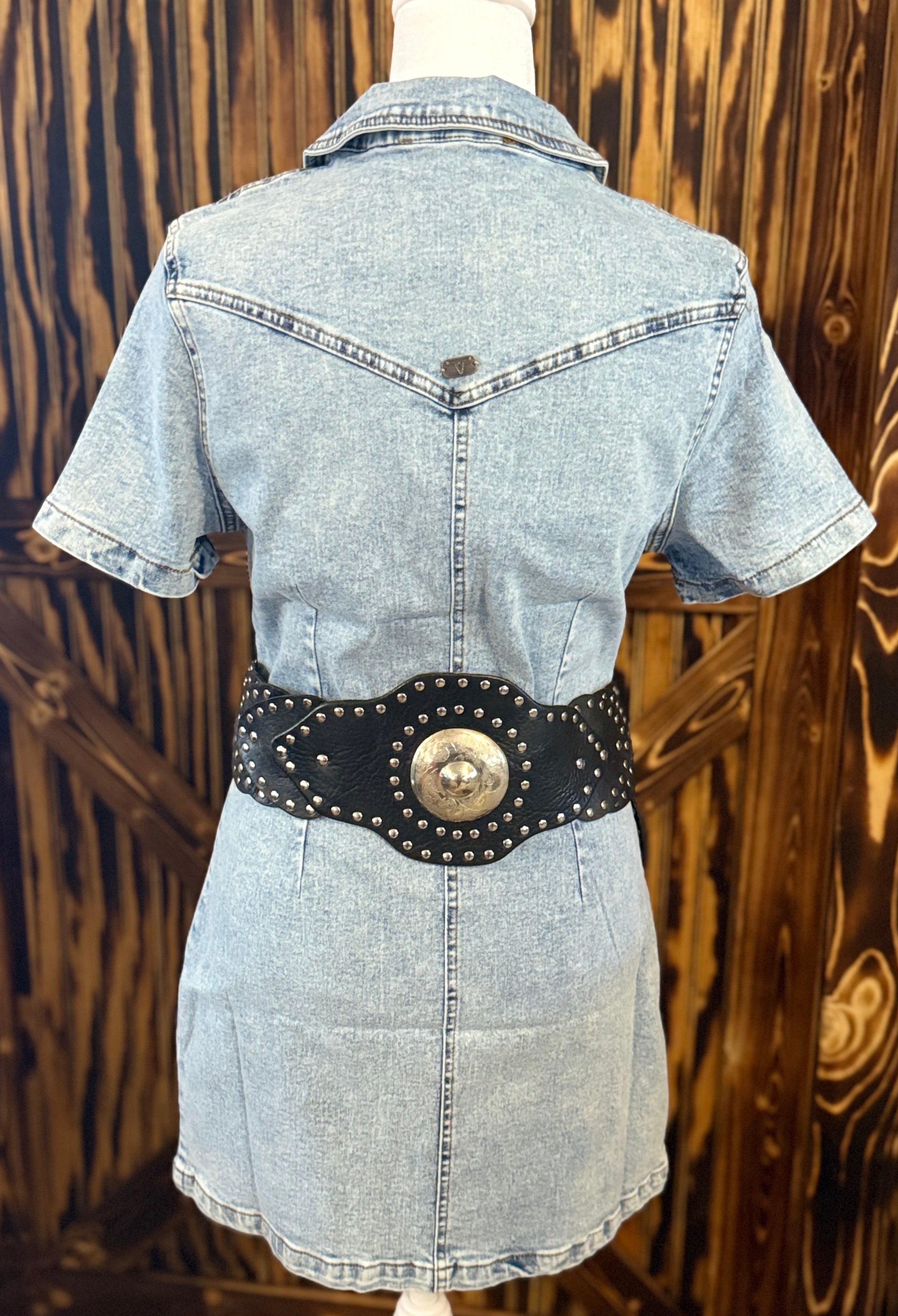 Light Denim Stretch Zip Up Dress