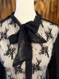 BLACK LACE TIE BOW TOP