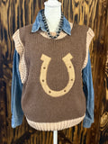 Western Horseshoe Knit Sweater Vest