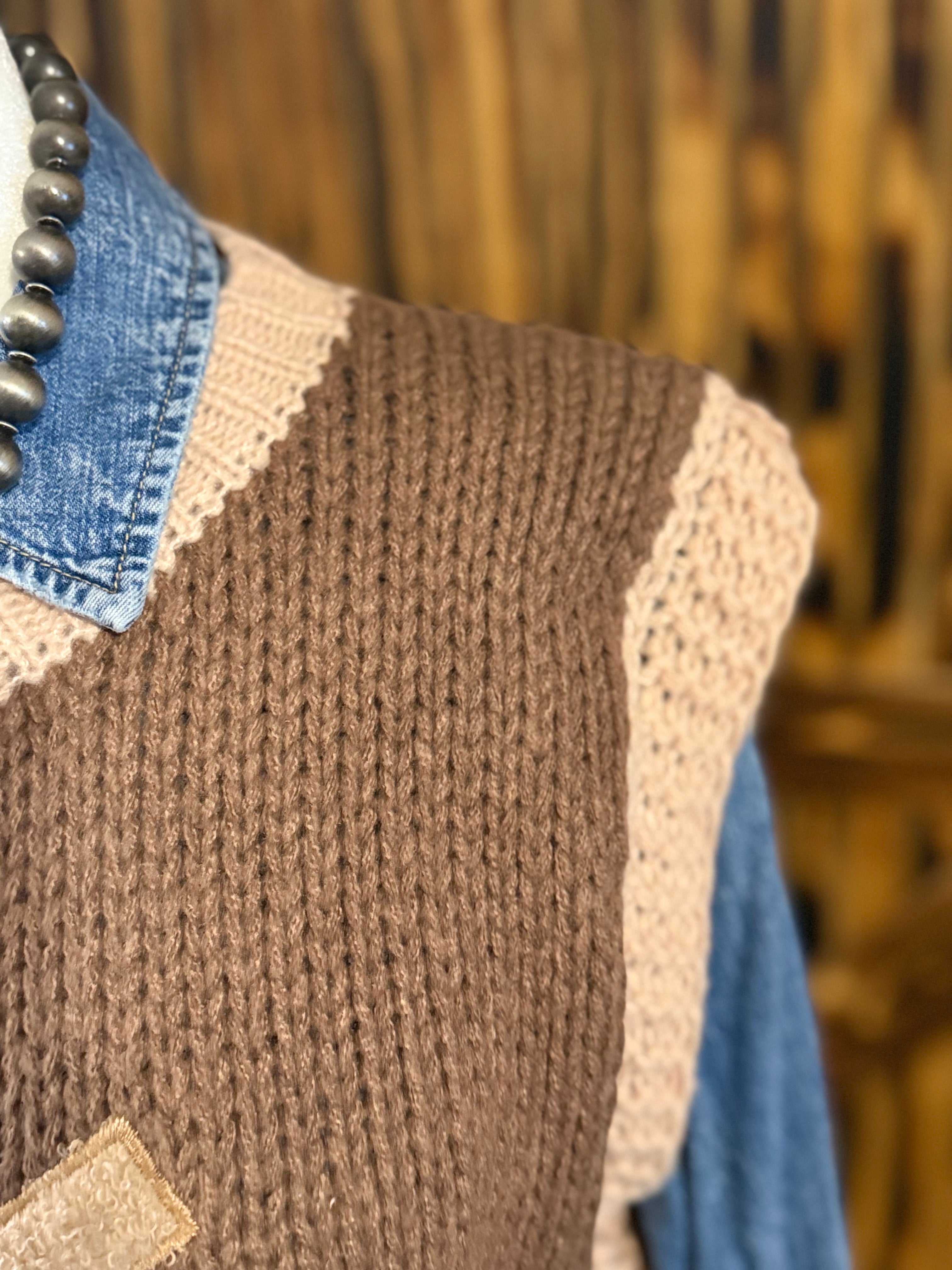 Western Horseshoe Knit Sweater Vest