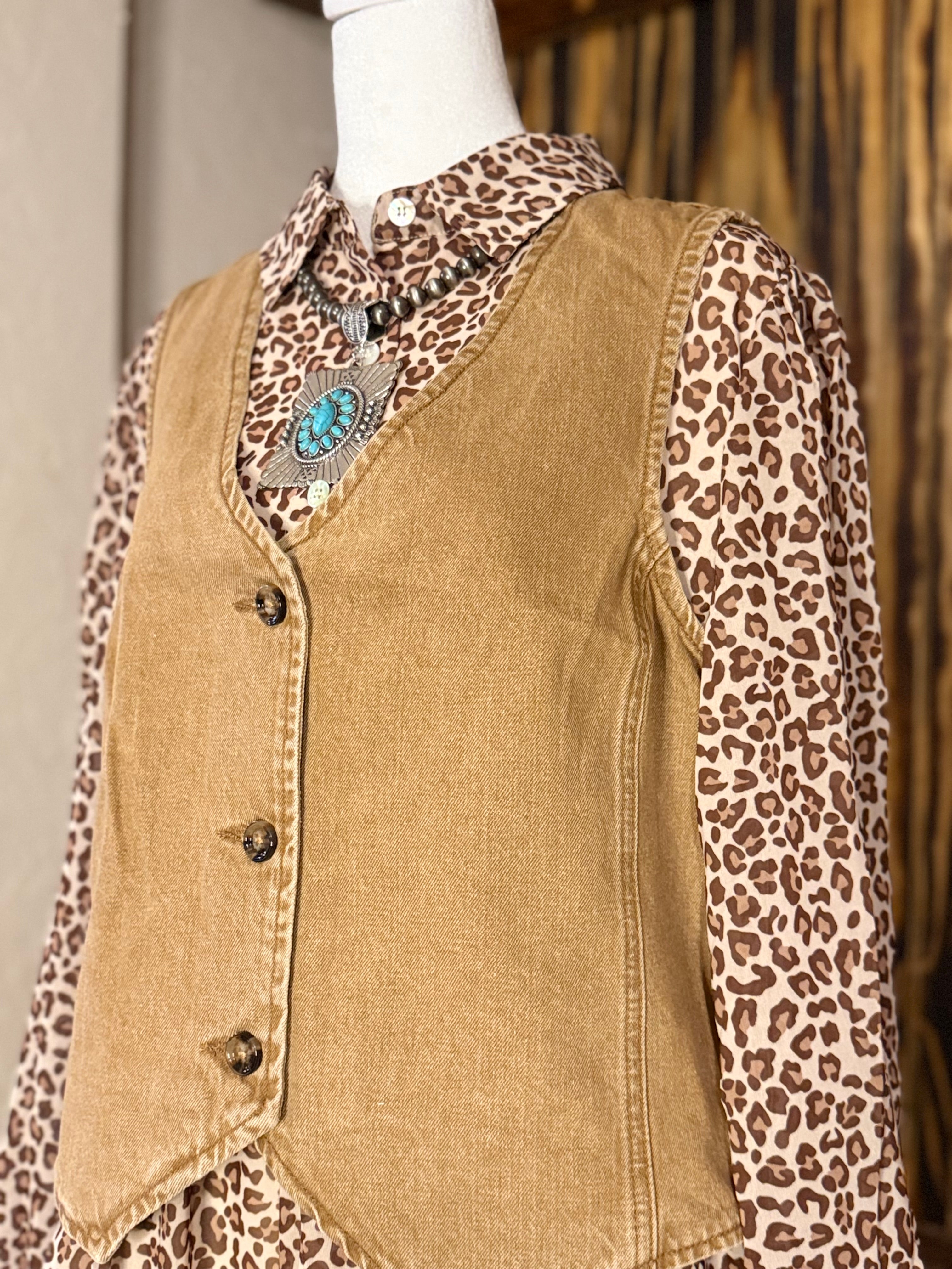 Brown Denim Vest