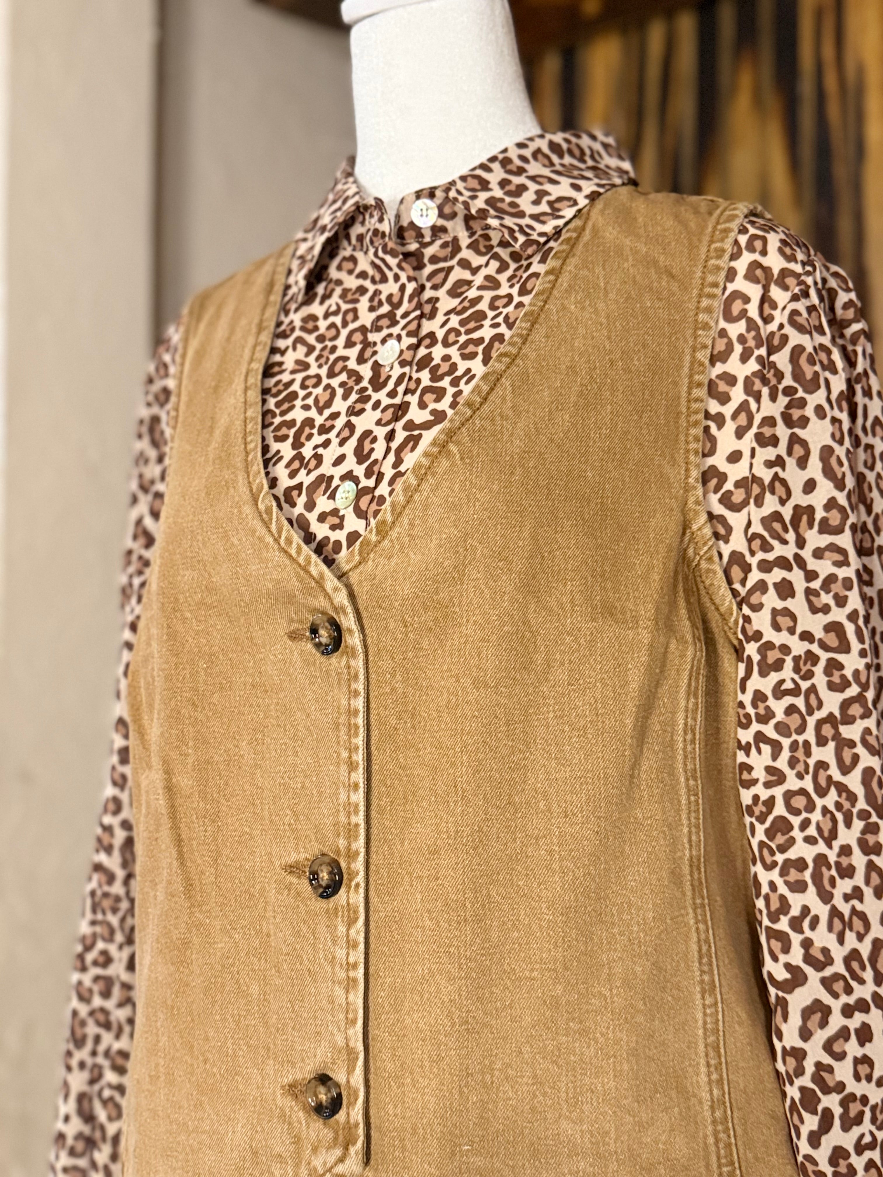 Brown Denim Vest