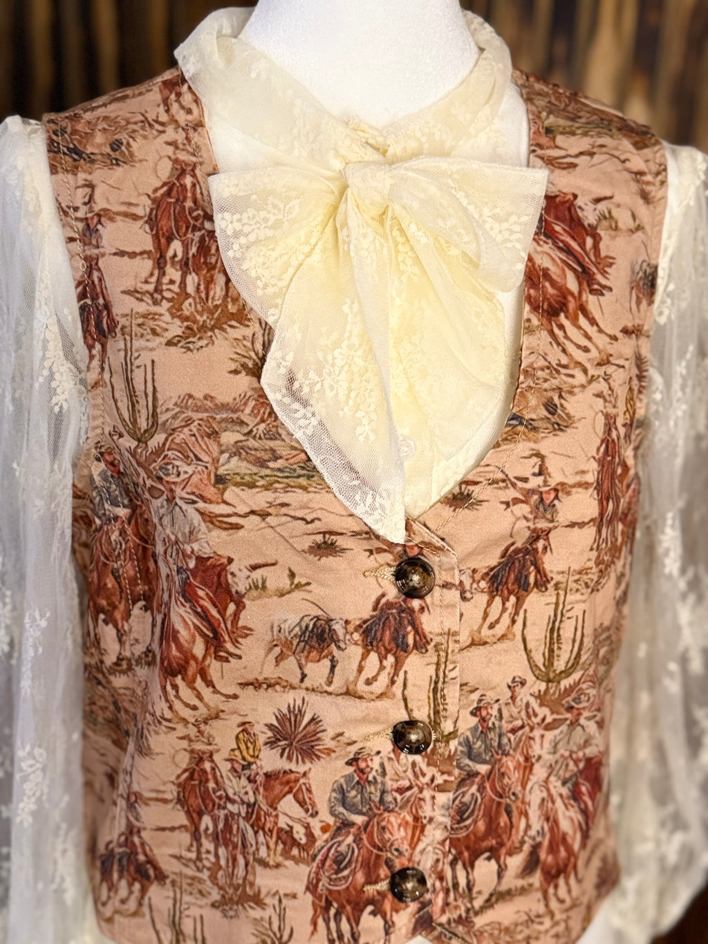 IVORY LACE TIE BOW LACE TOP
