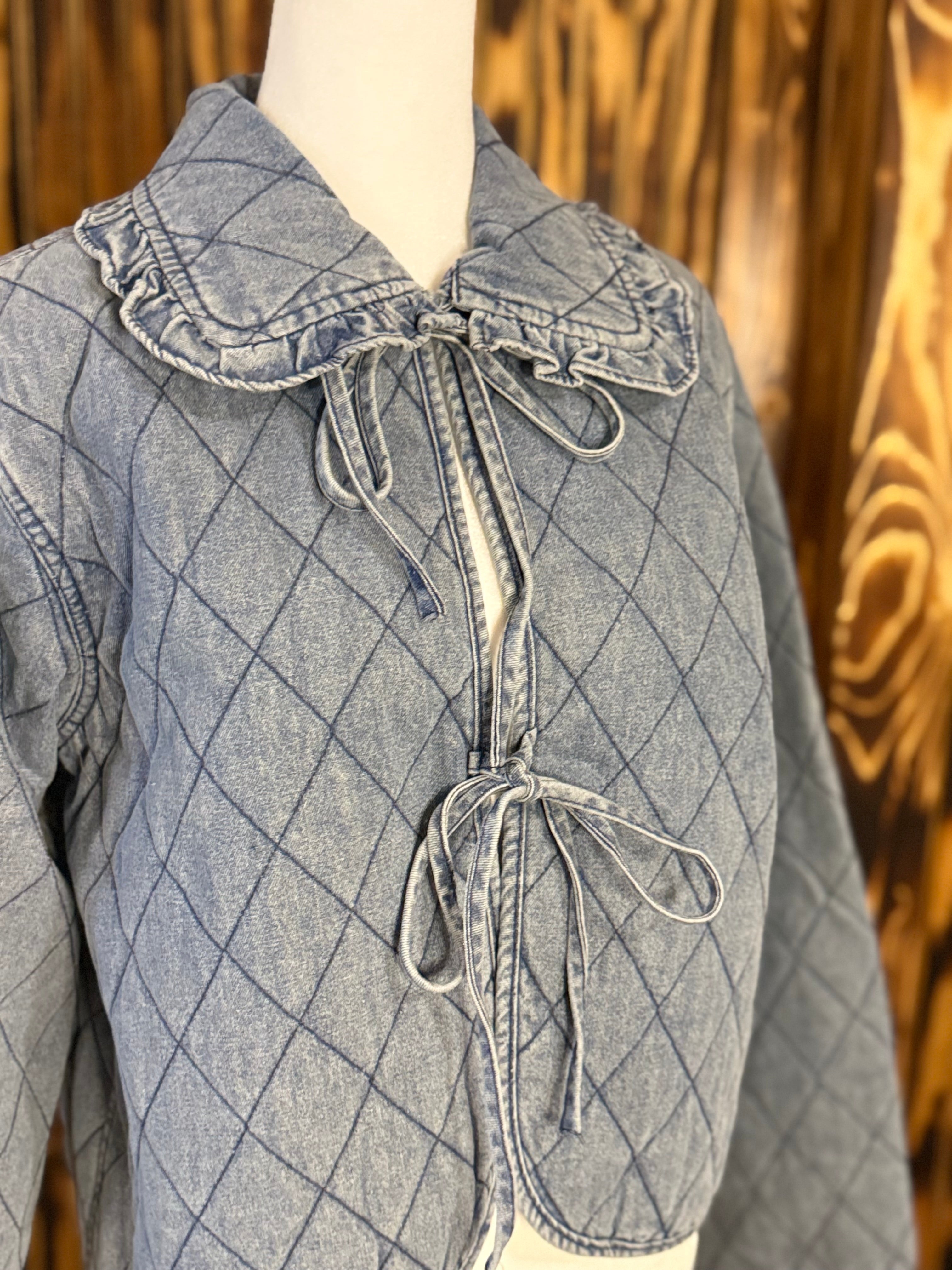 Tied Up Quilted Denim Jacket