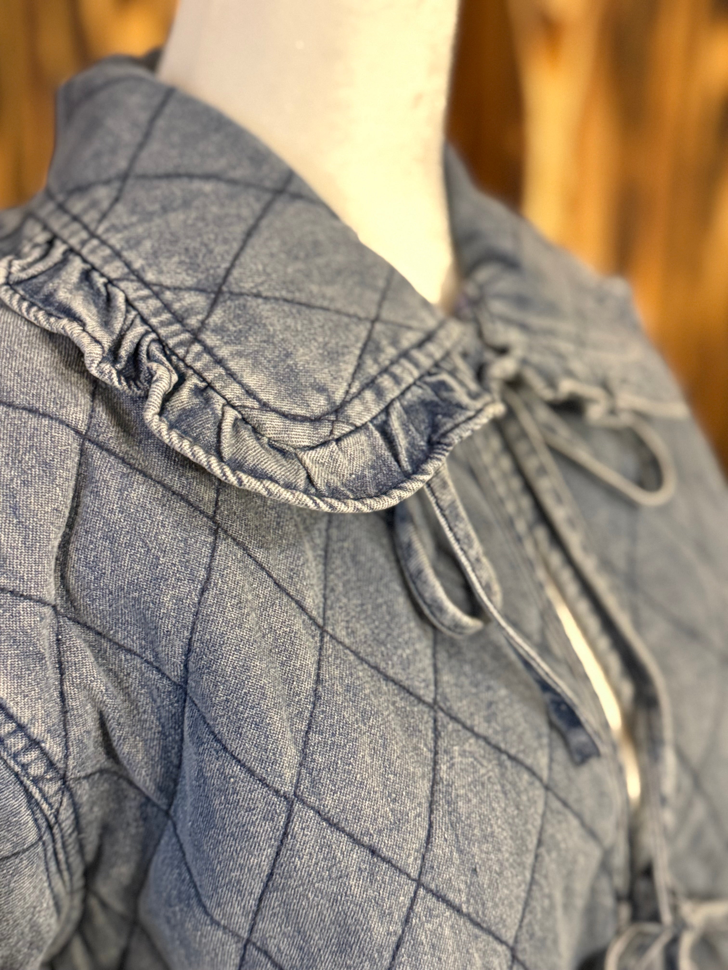 Tied Up Quilted Denim Jacket