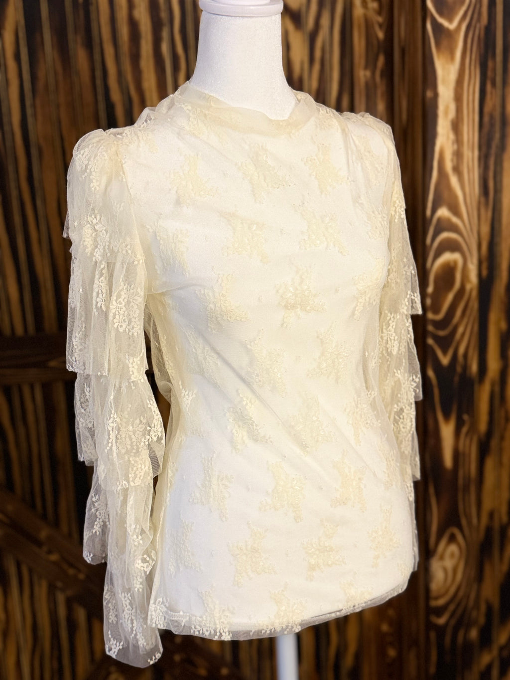 IVORY Ruffle Sleeve LACE TOP