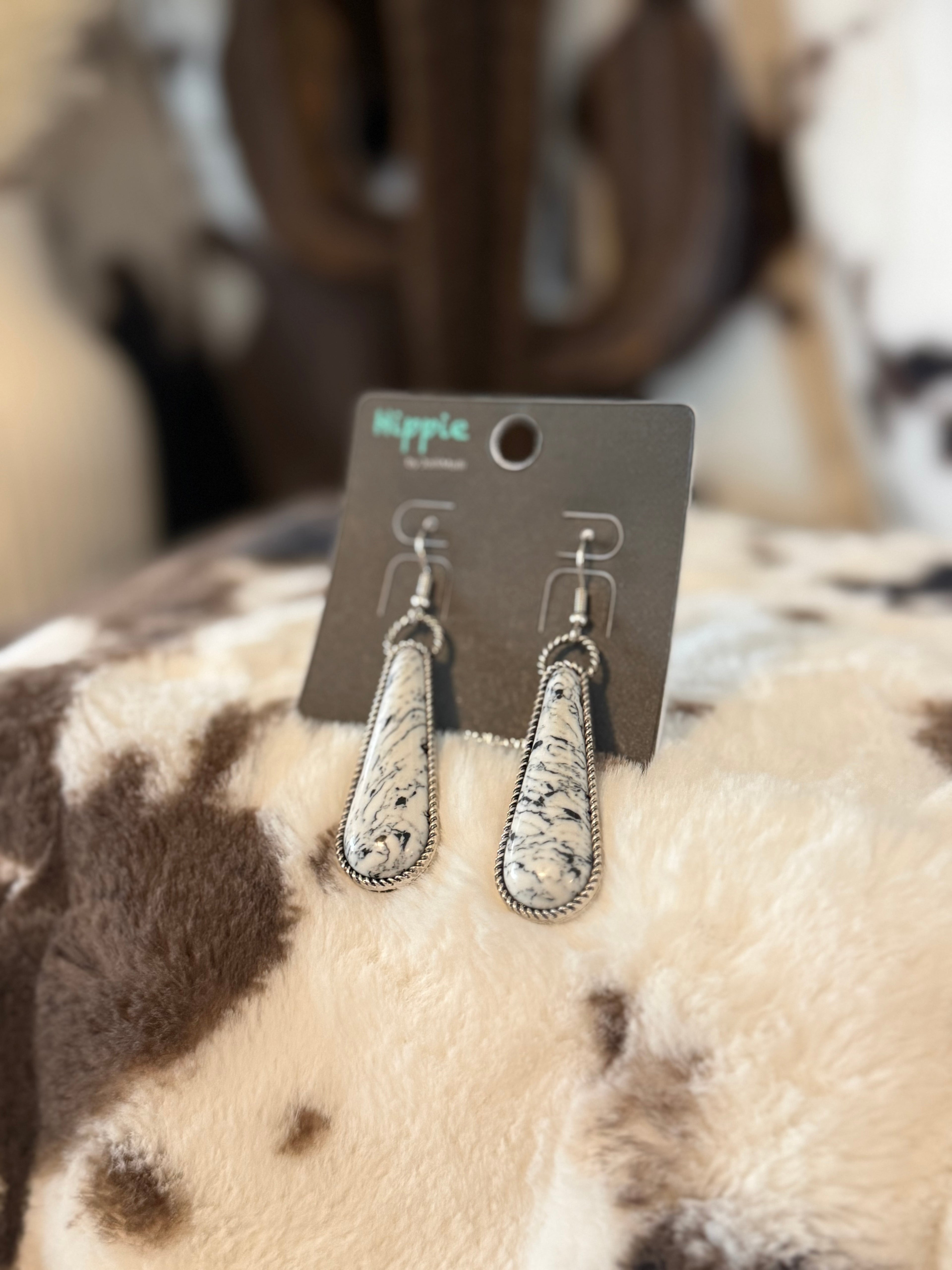 White buffalo Dangle earrings
