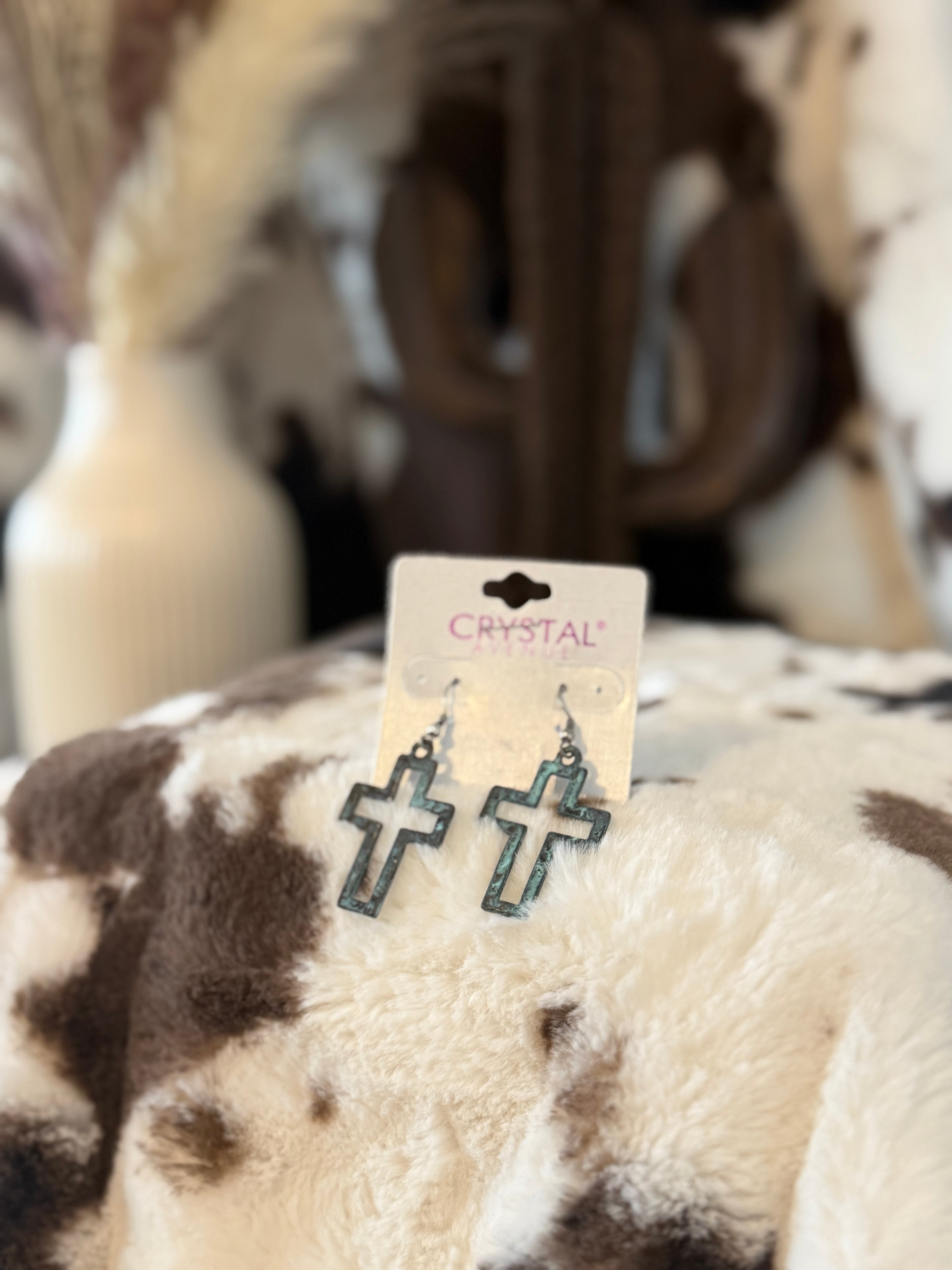 Patina Cross Earrings
