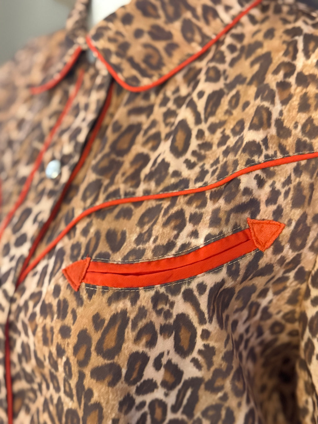 Leopard Print Pearl Snap Short Sleeve