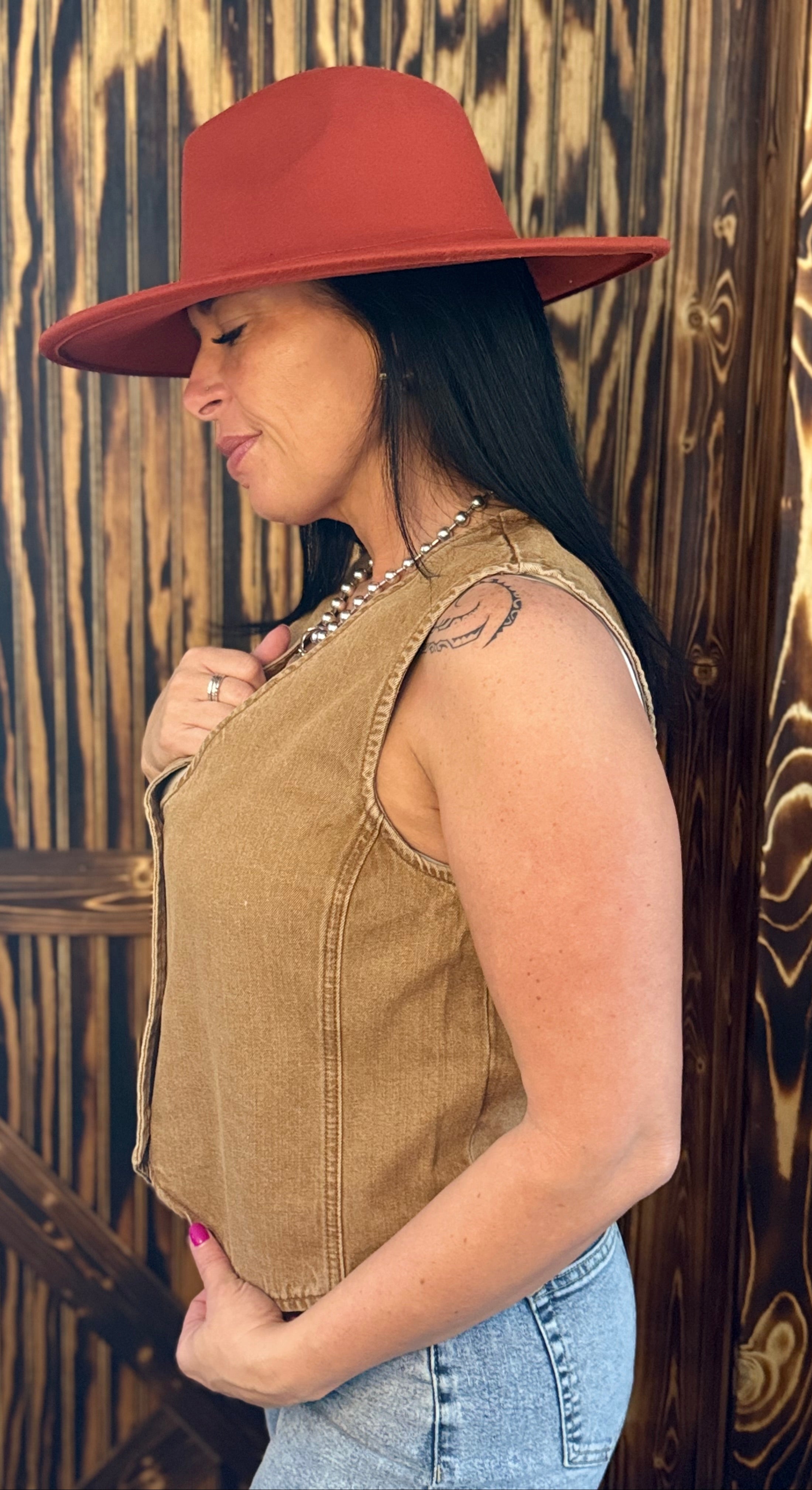 Brown Denim Vest