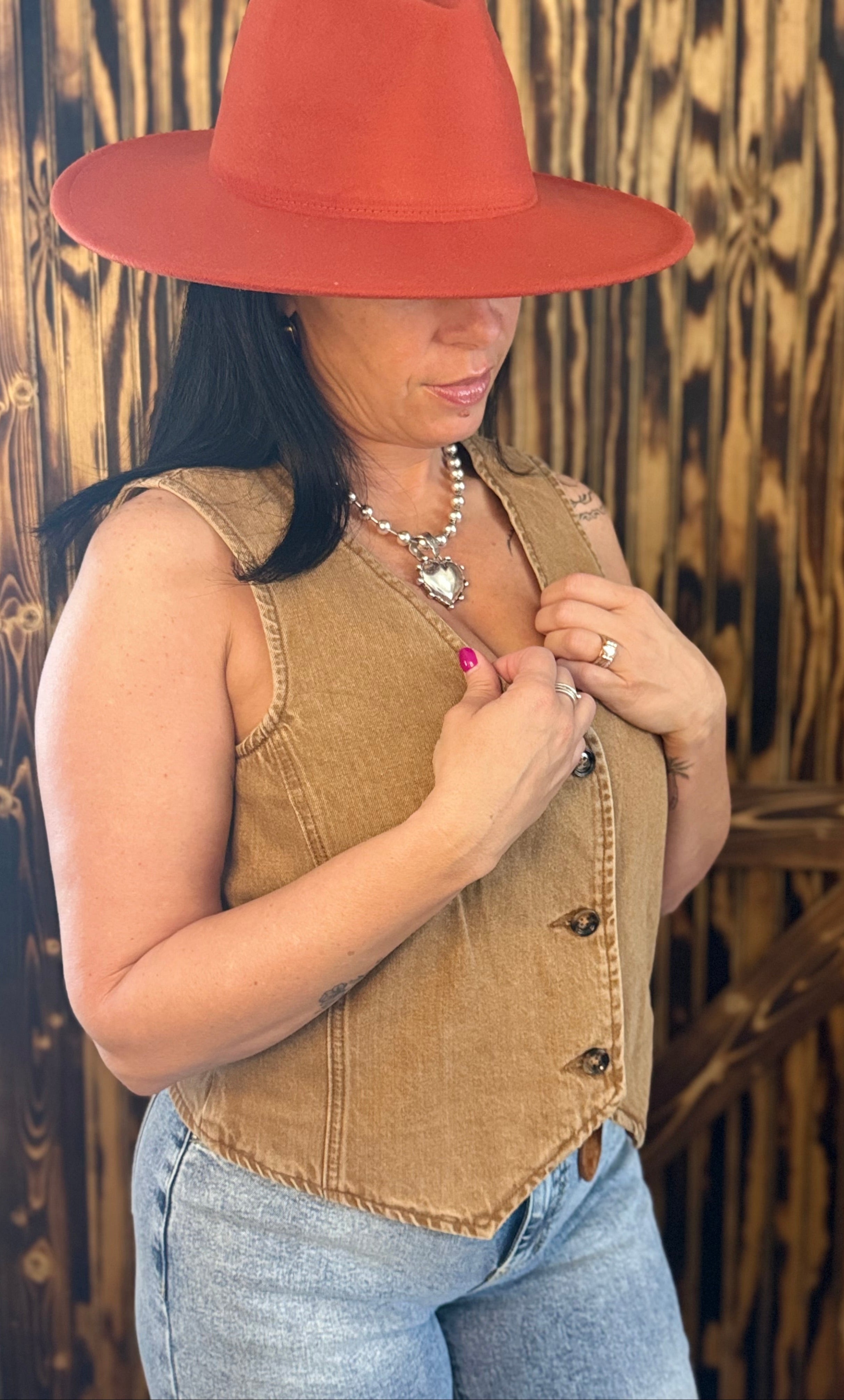 Brown Denim Vest