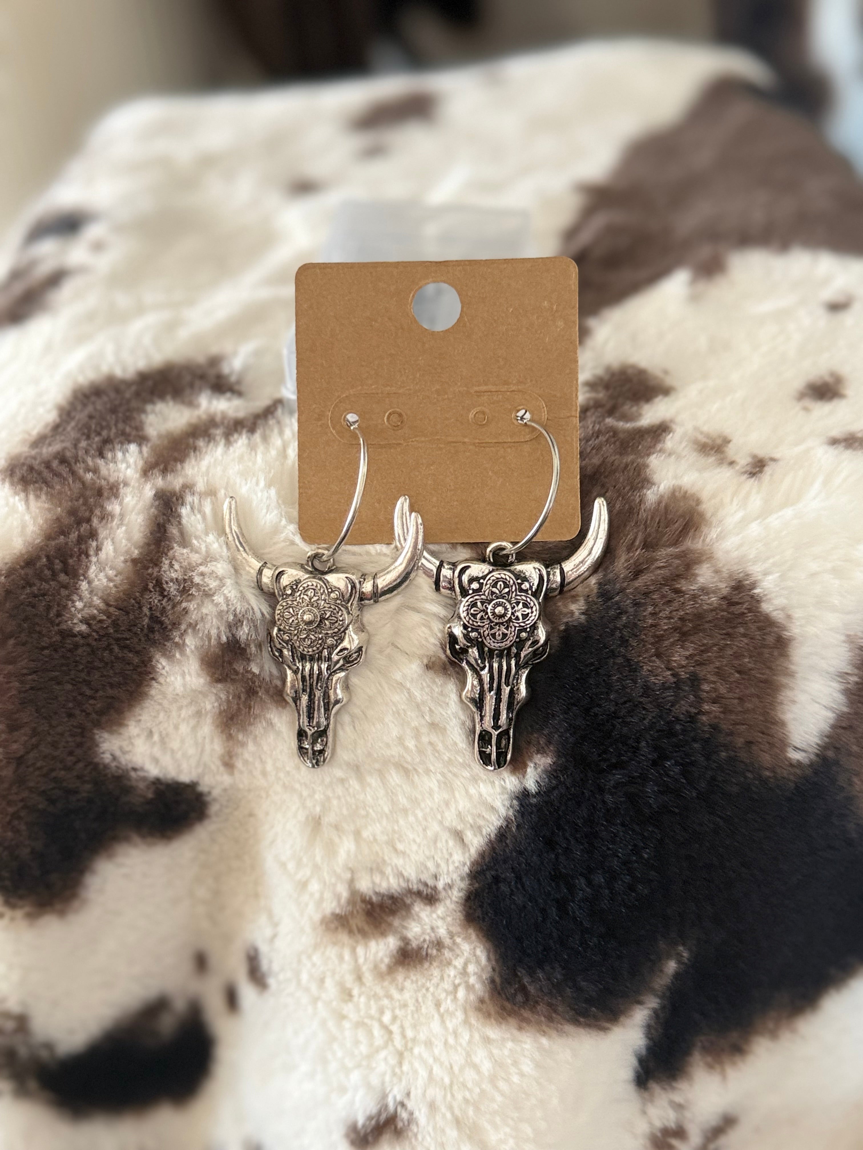 Silver Skull Hoop Earrings