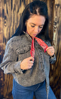 Black Denim Mineral Wash Pearl Snap