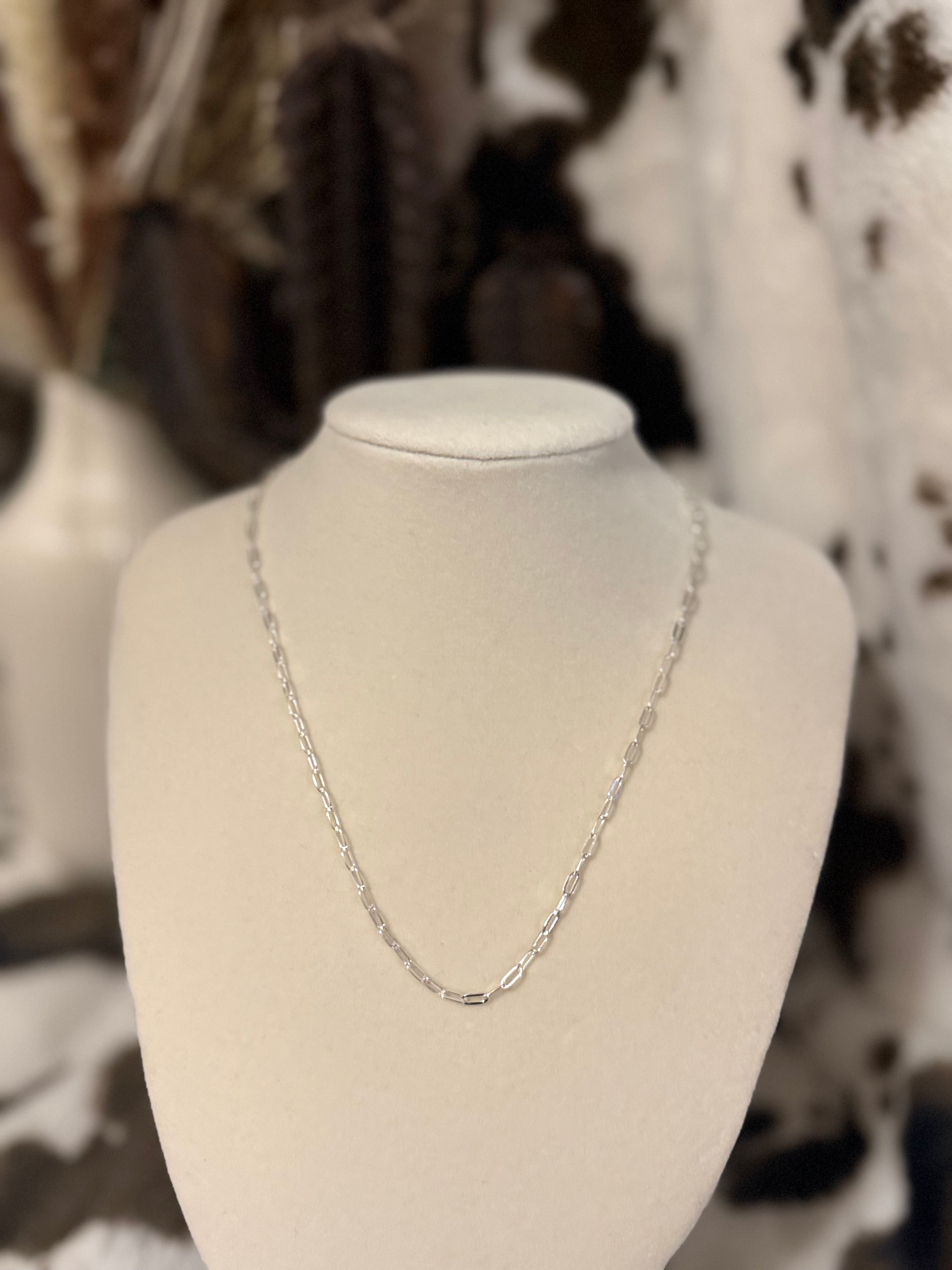 Sterling Silver Small Paperclip Chain Necklace