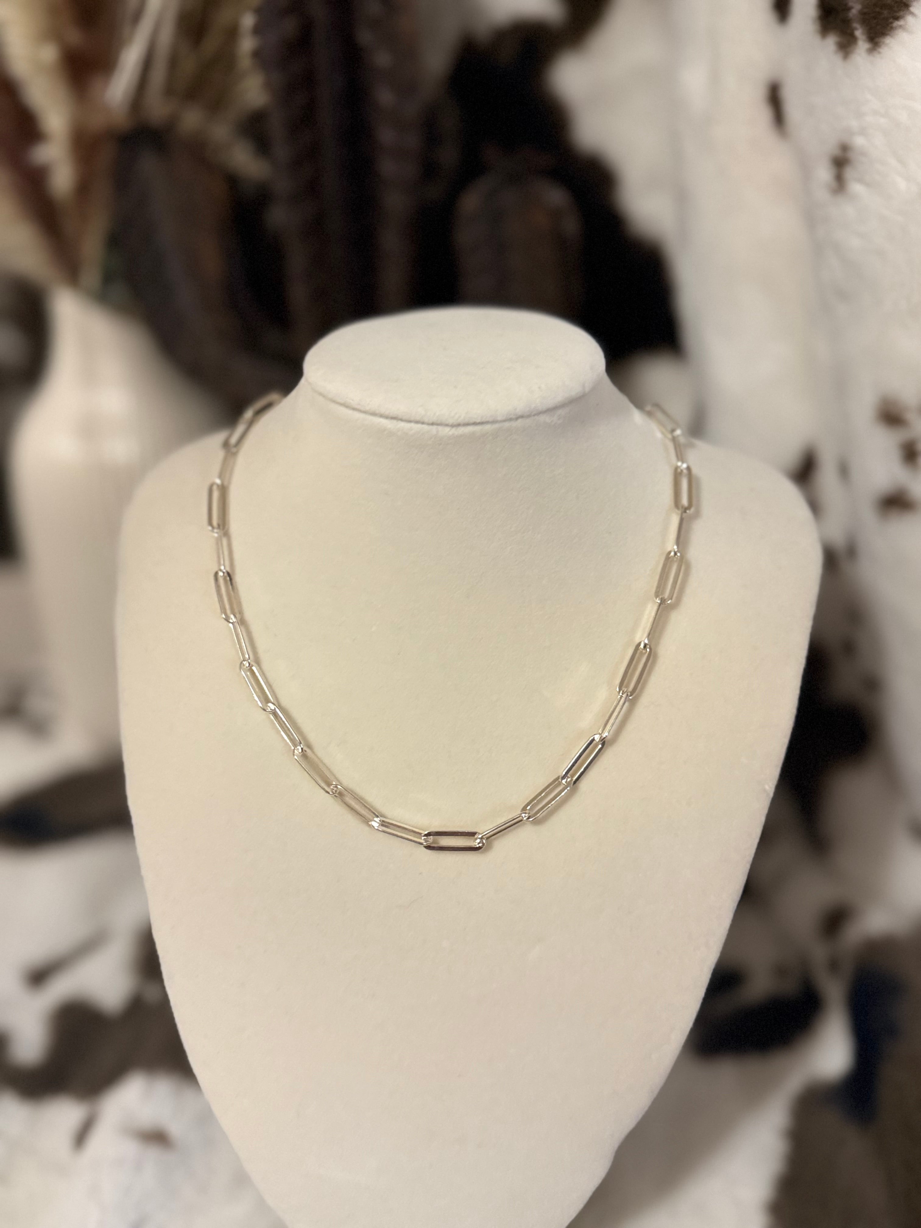 Sterling Silver Large Paperclip Necklace