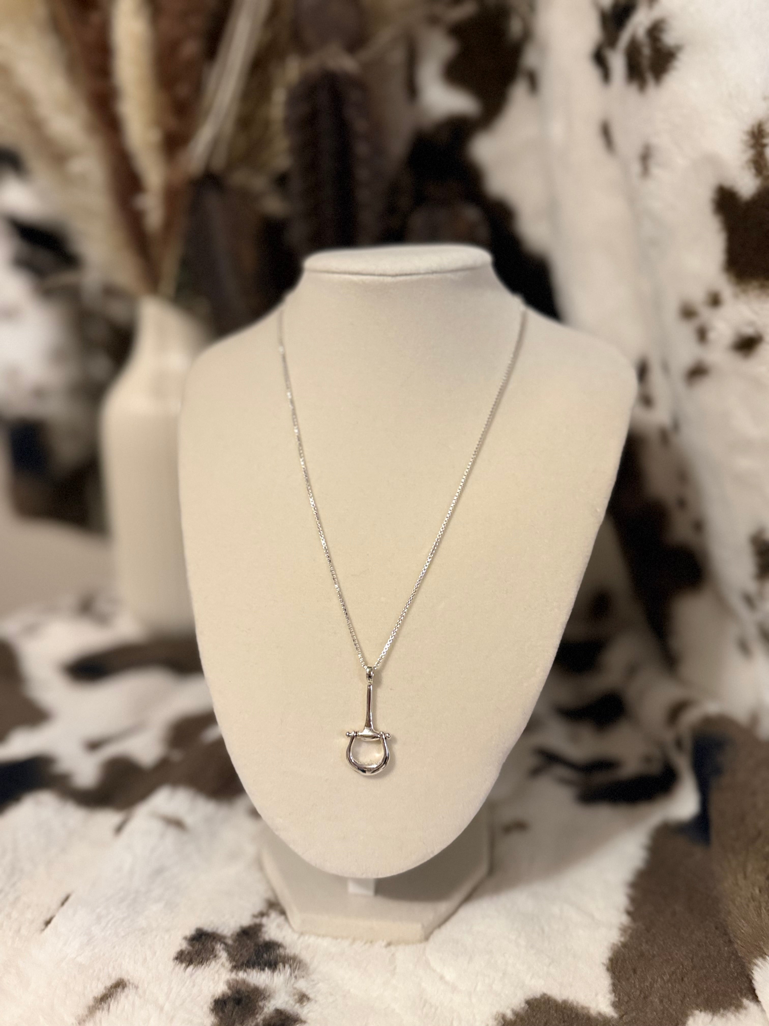 Sterling Silver Snaffle Bit on Rope Chain Necklace