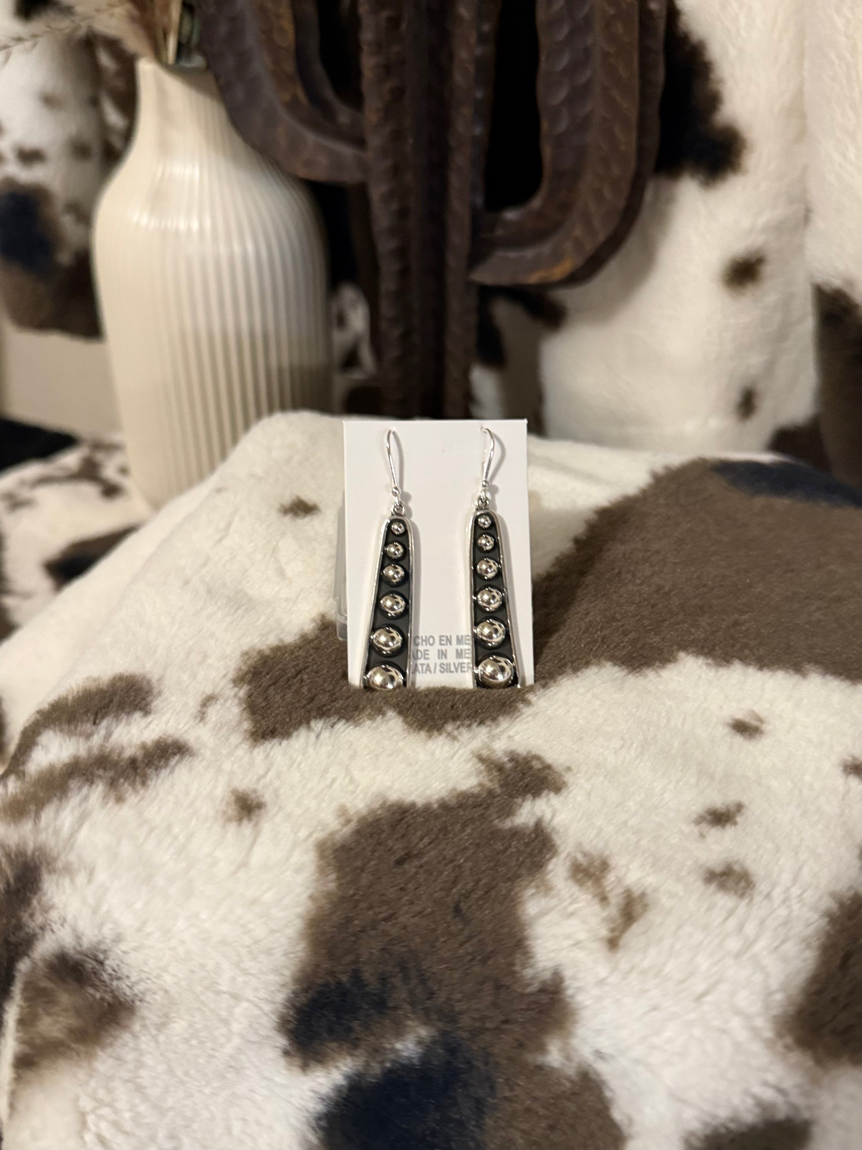 Sterling Silver Large Bead Bar Dangle Earrings