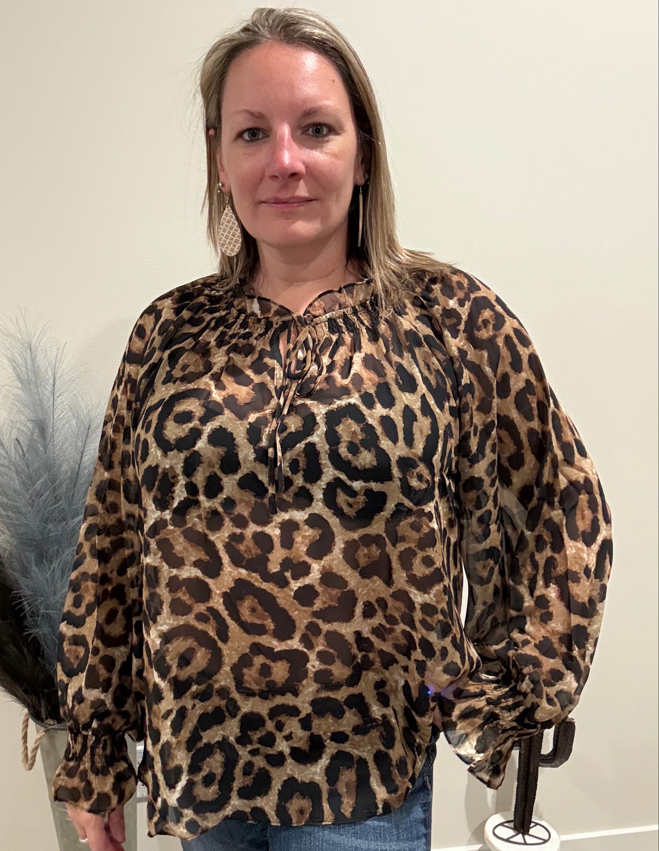 Sheer Leopard Printed Blouse