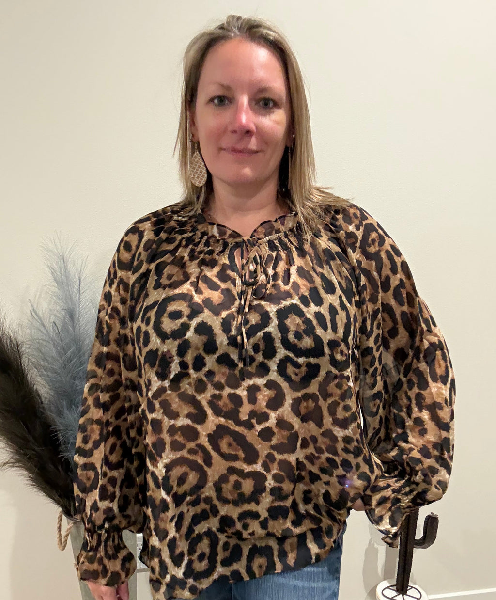 Sheer Leopard Printed Blouse
