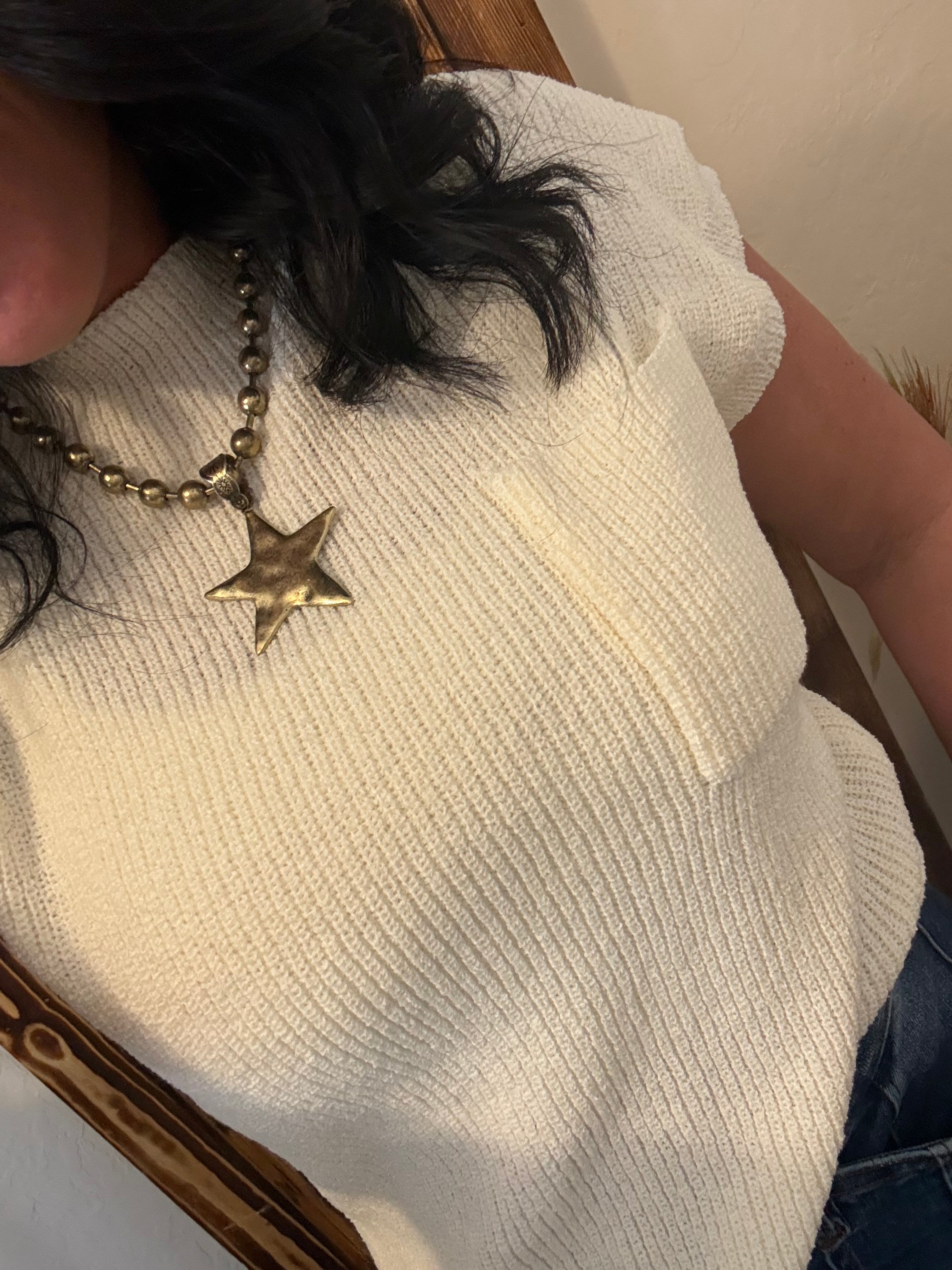 Vanilla Sweater Top w/Front Pocket
