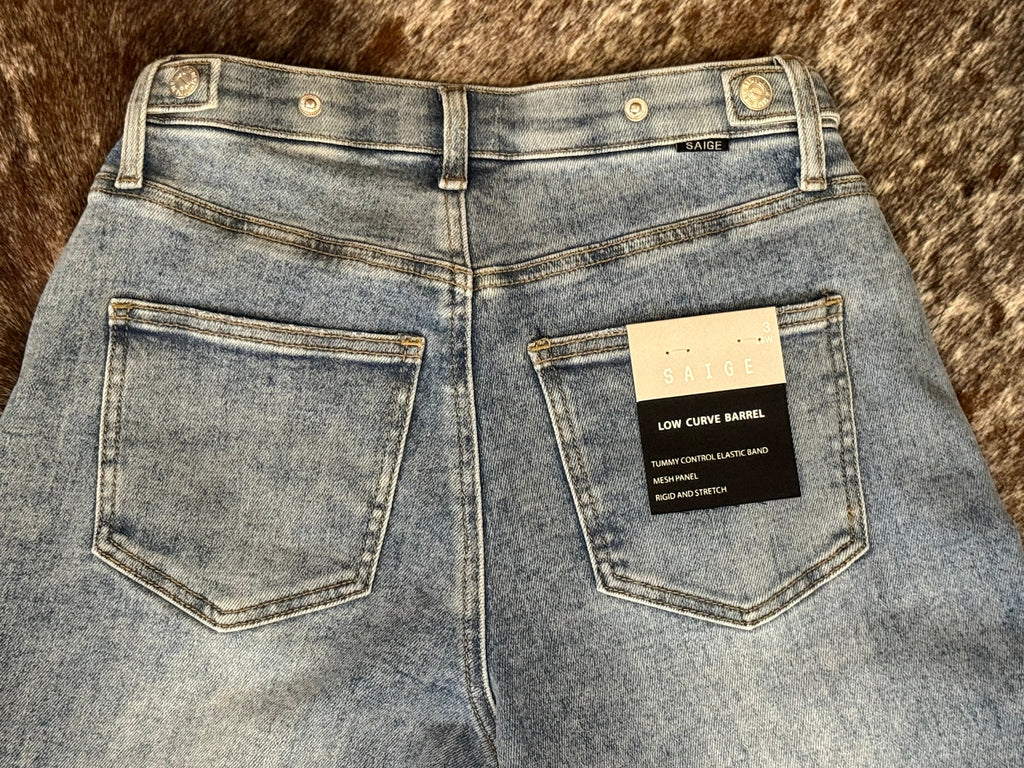 High Rise Low Curve Western Barrel Jeans