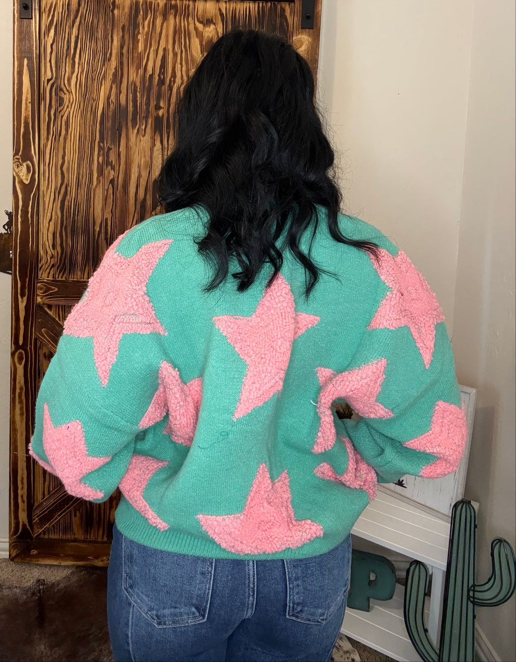 3 Button Green Star Cardigan