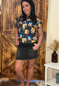 Black Denim Stretch Skirt