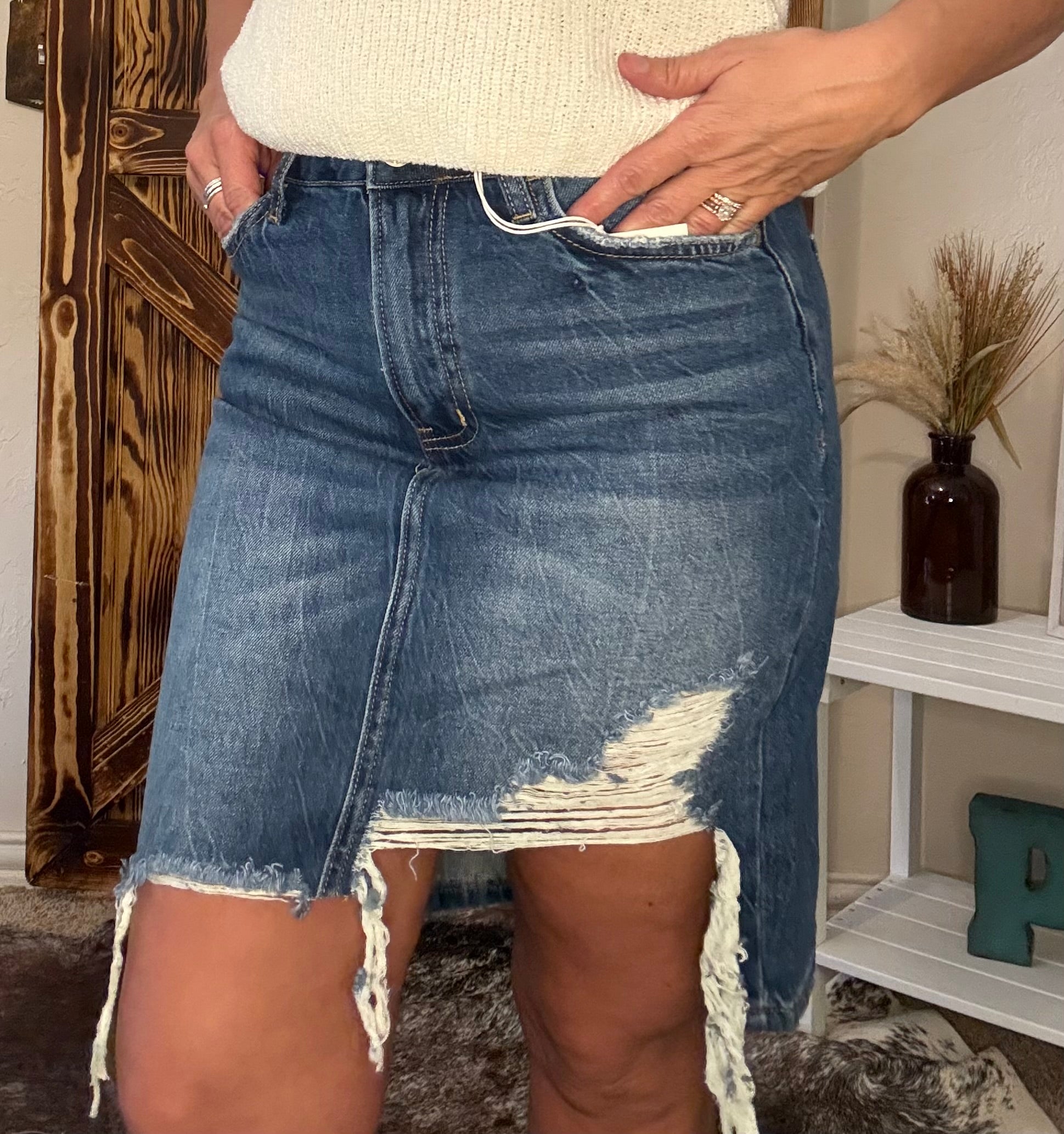 Denim High Rise Skirt