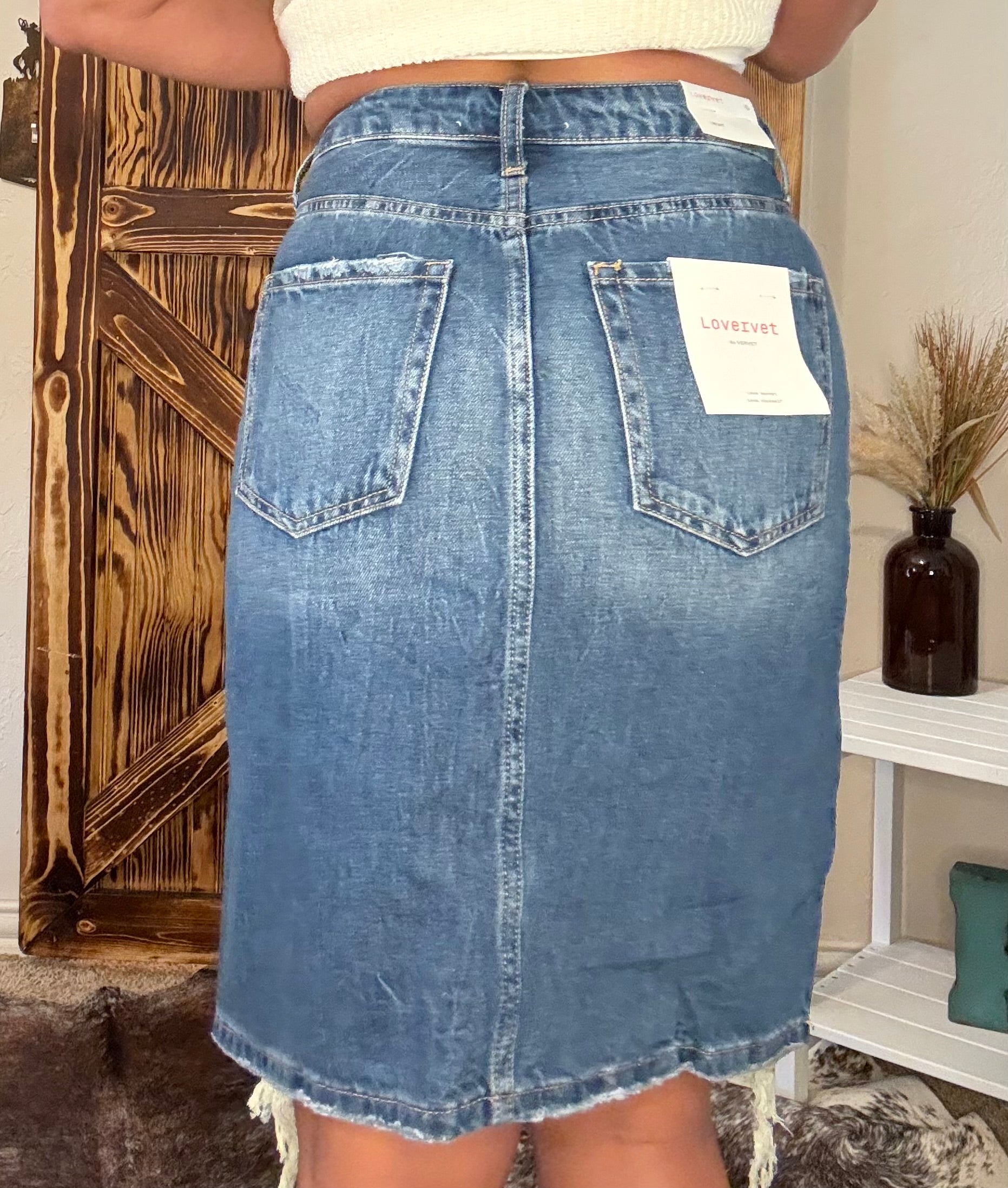 Denim High Rise Skirt