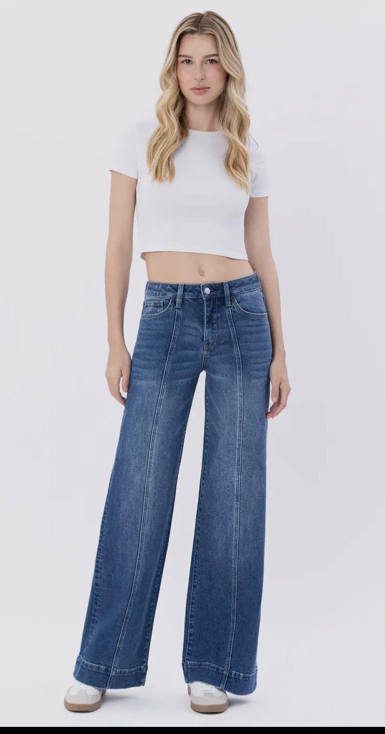Lovervet Wide Leg Pleat Front Jeans LV1753