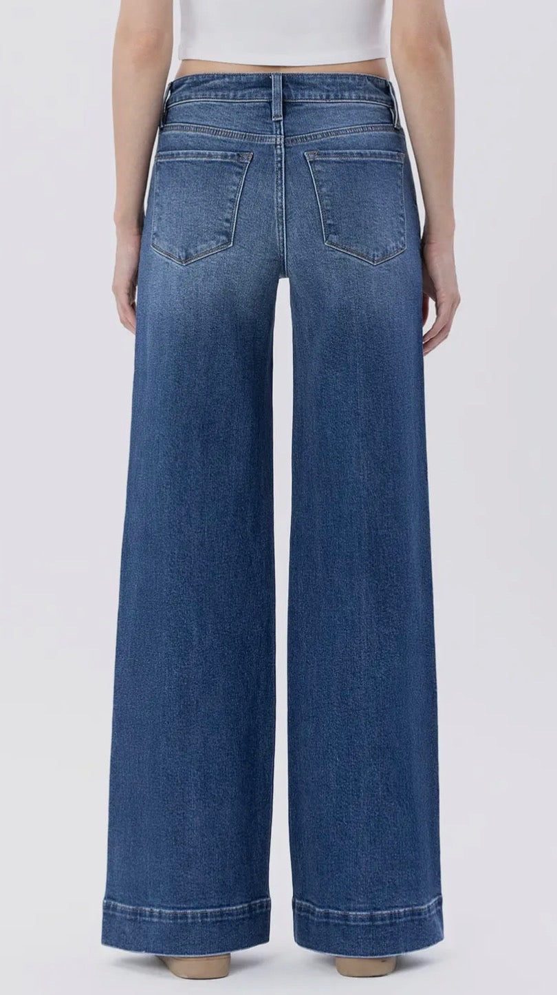 Lovervet Wide Leg Pleat Front Jeans LV1753