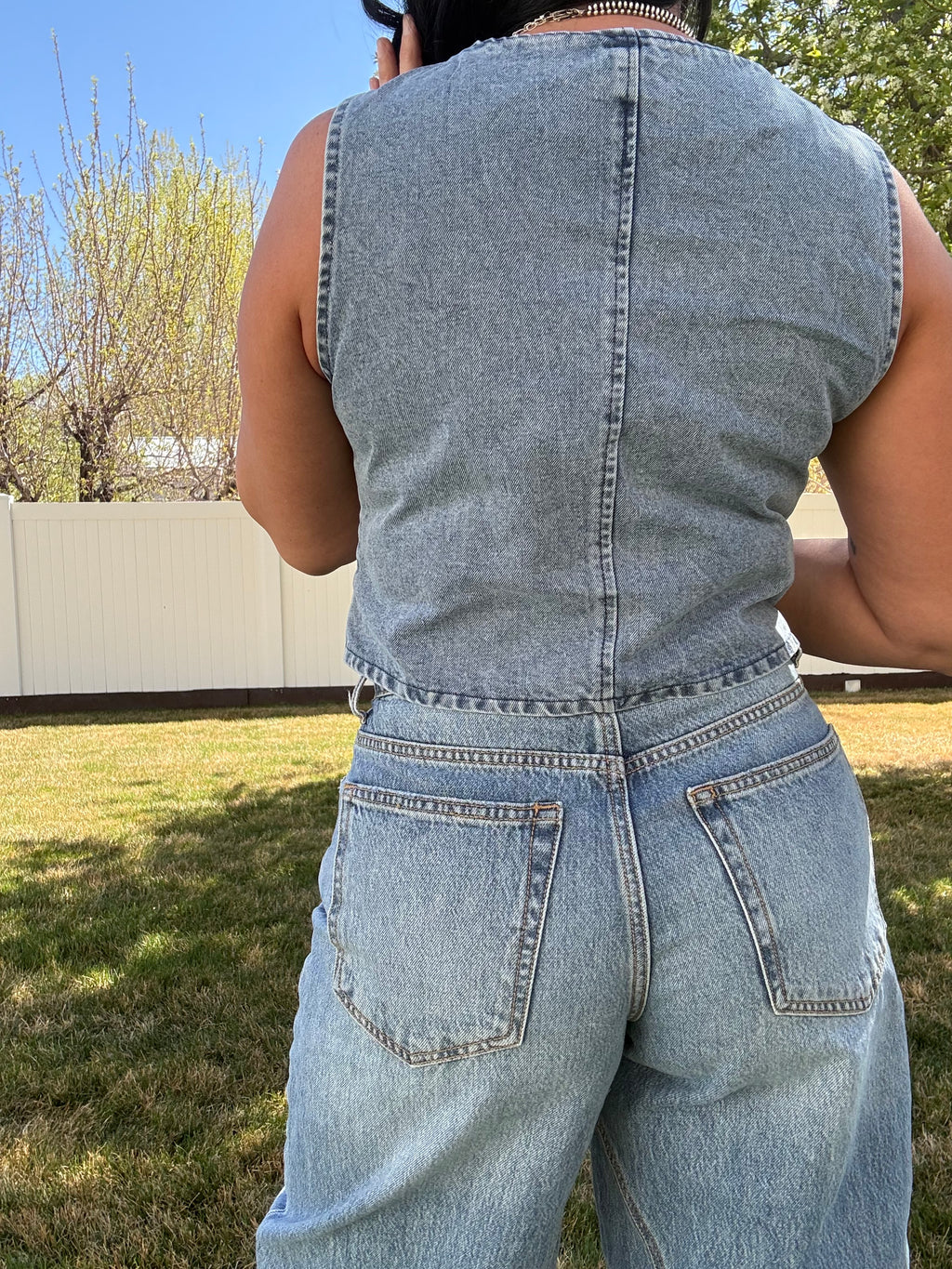 V-Neck button down Denim Vest