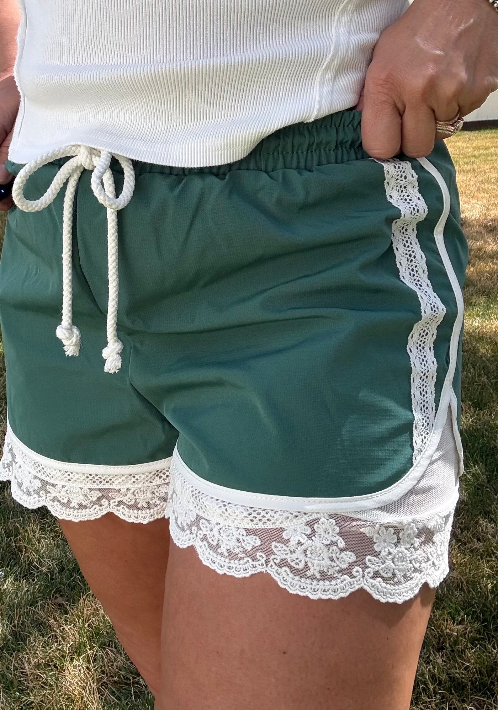 Lace Trim Activewear Shorts