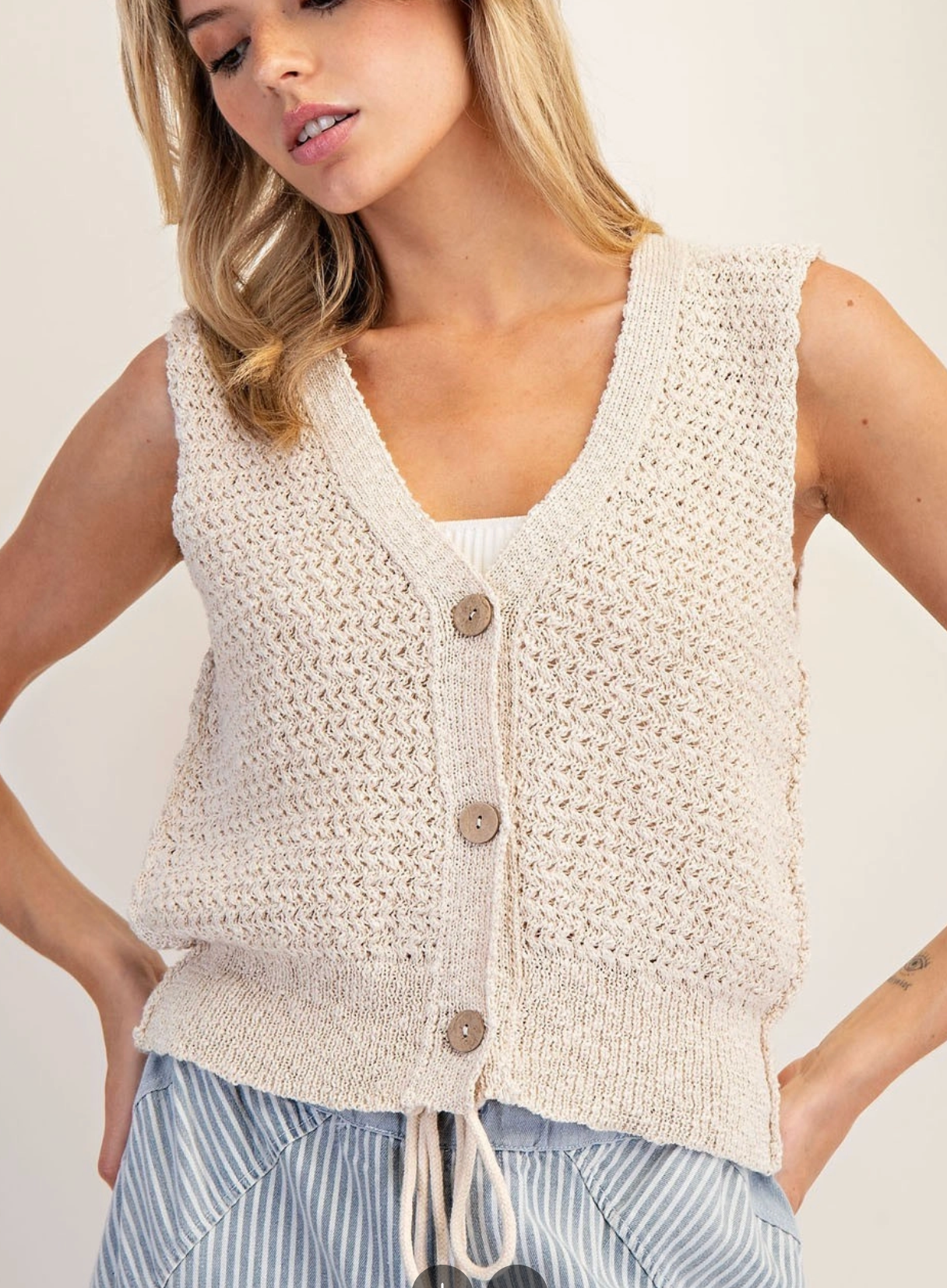 Sand 3 Button Down Sweater Vest