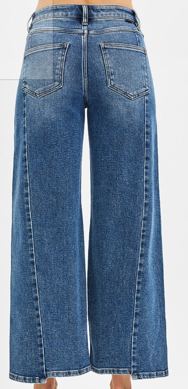 High Rise Crop Wide Front & Back Risen Jeans - Plus PWC21356X