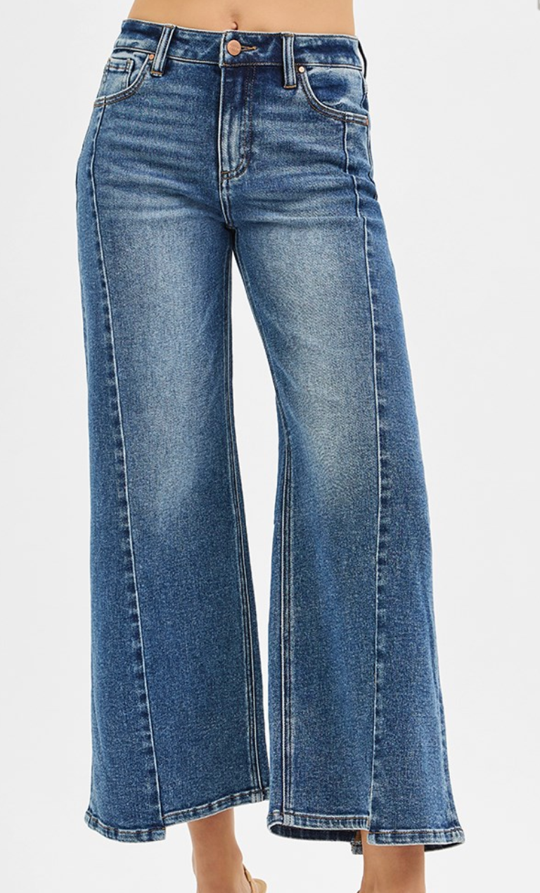 High Rise Crop Wide Front & Back Risen Jeans - Plus PWC21356X