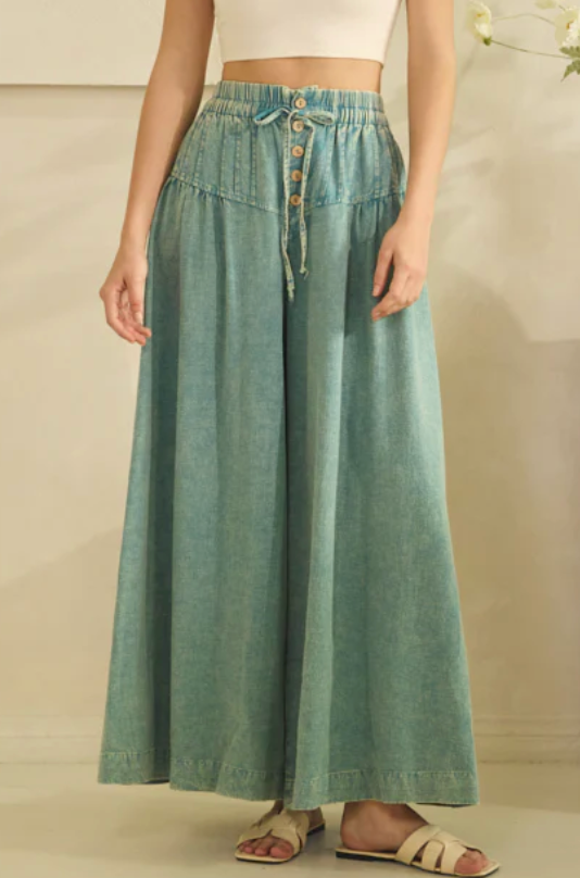 Teal Blue Wide Leg Pants