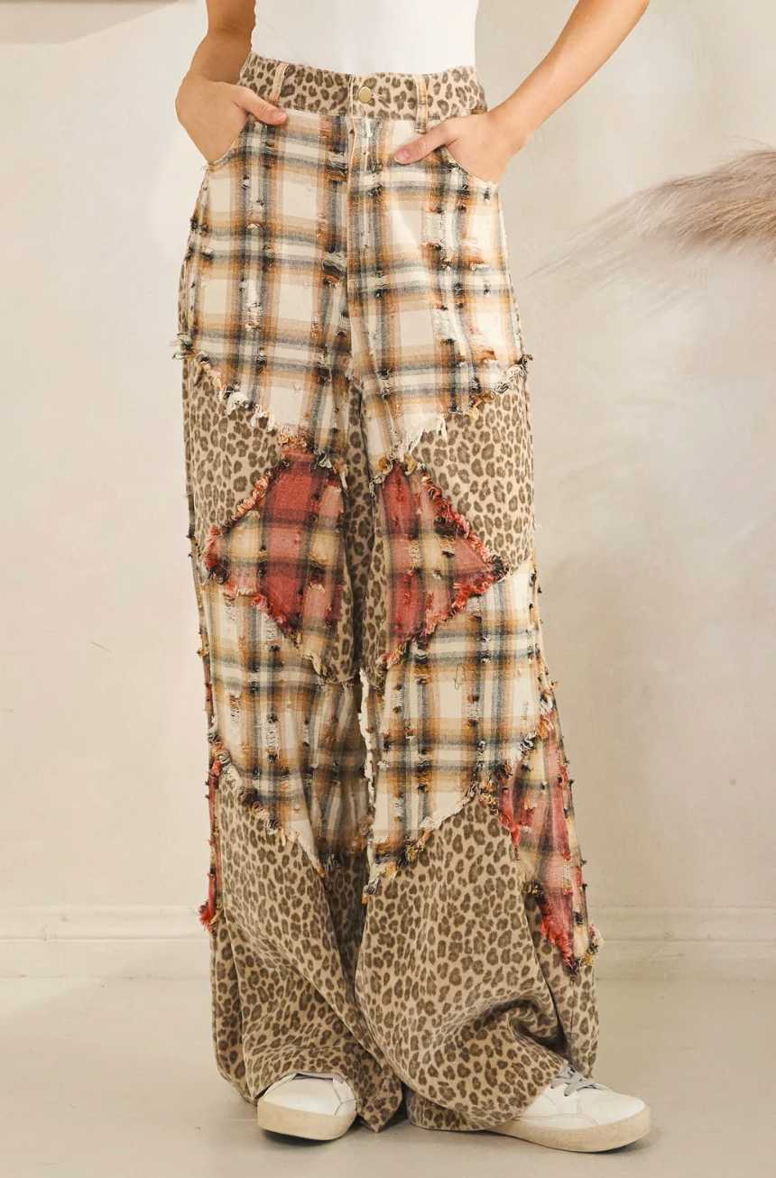 Plaid Leopard Pants