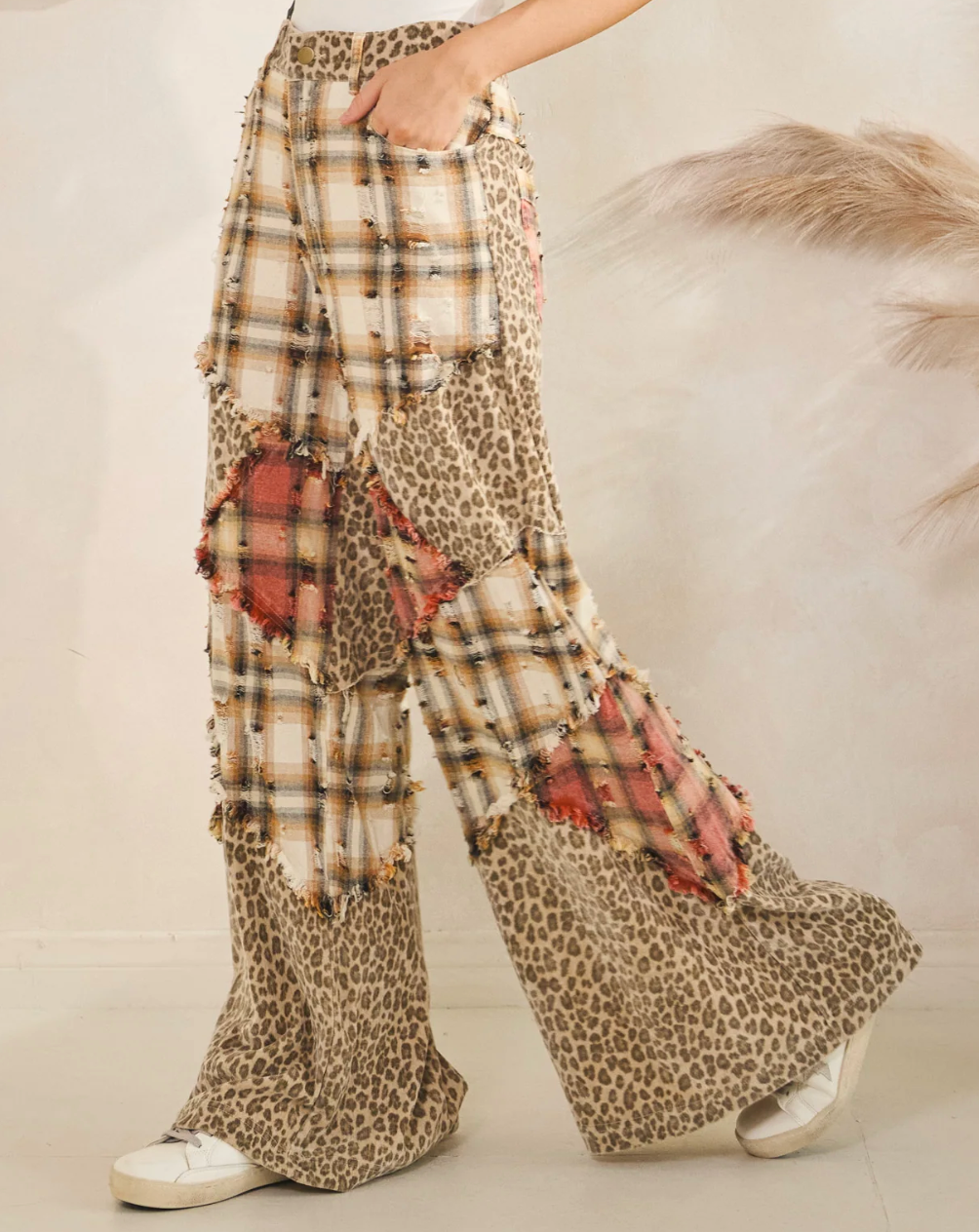 Plaid Leopard Pants