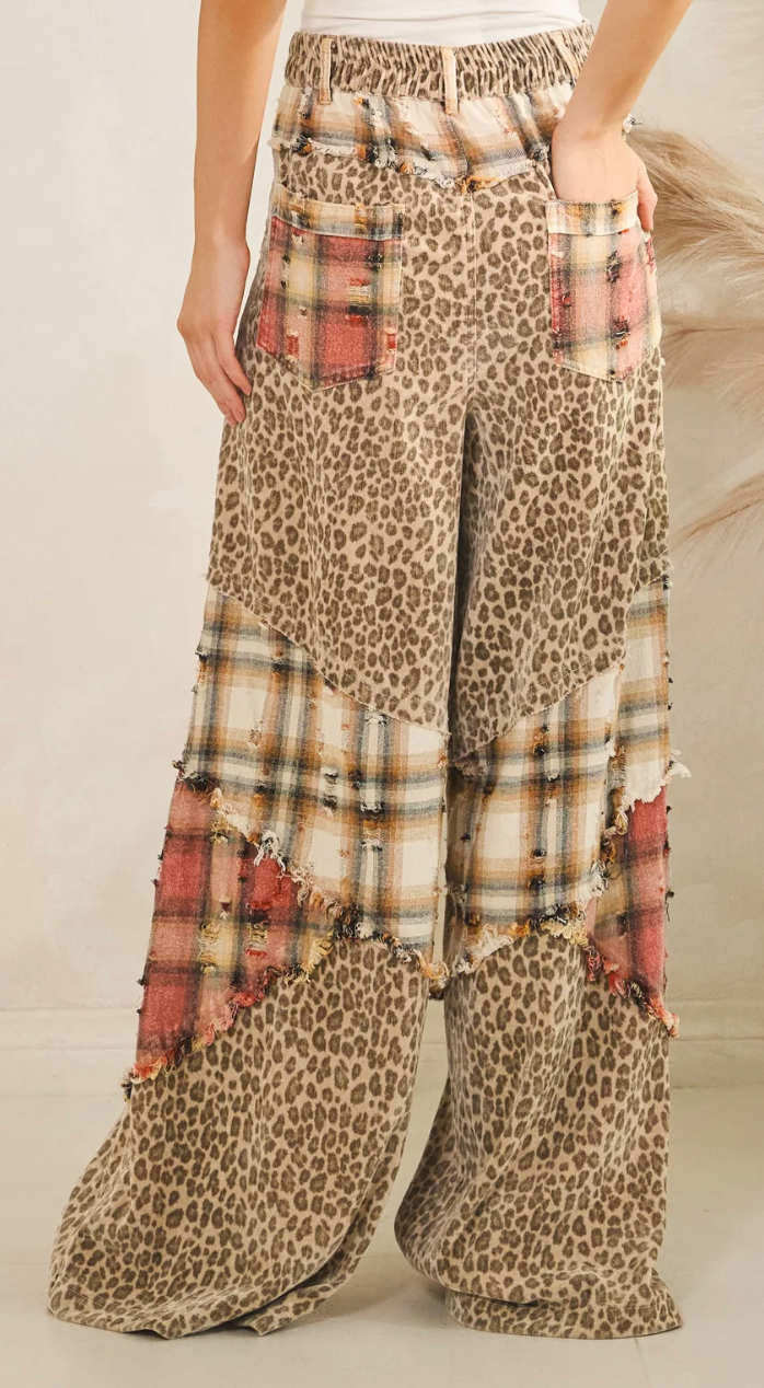 Plaid Leopard Pants
