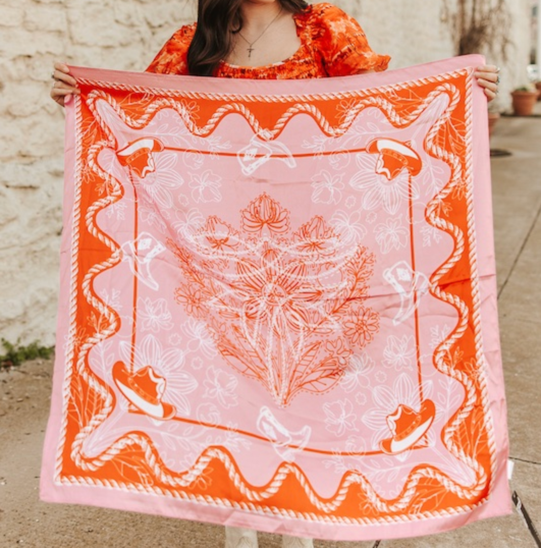Pink Red Bootstitch Printed Wild Rag