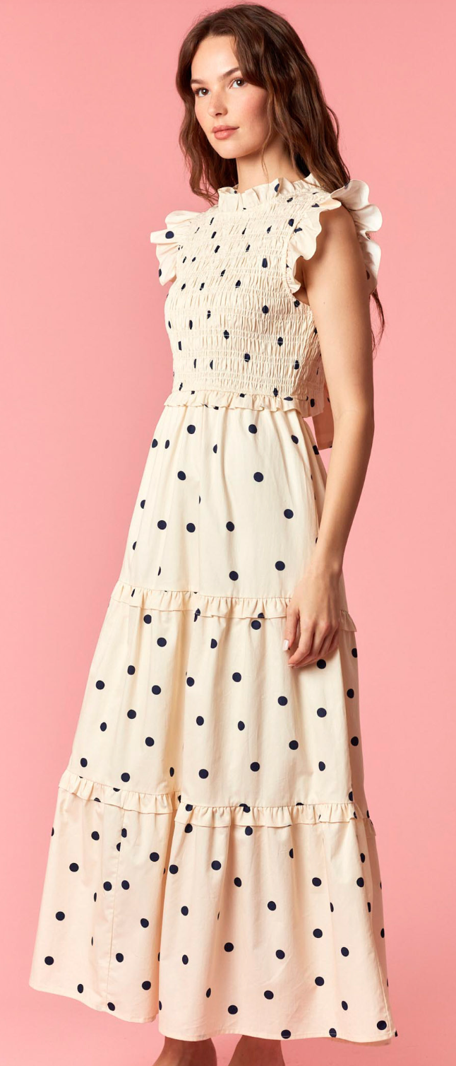 Polka Dot Tiered Maxi Dress
