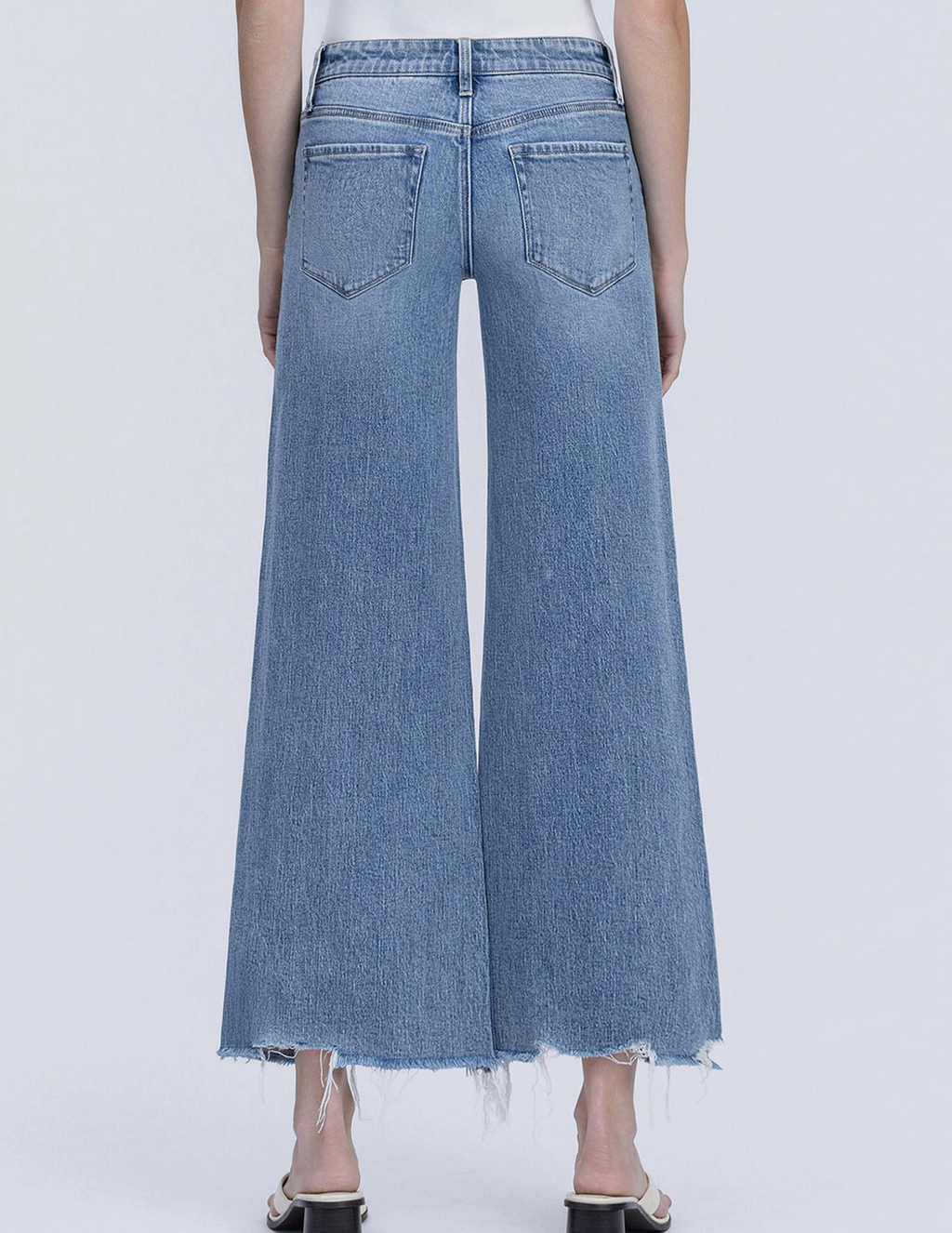 High Rise Raw Hem wide Leg T7309