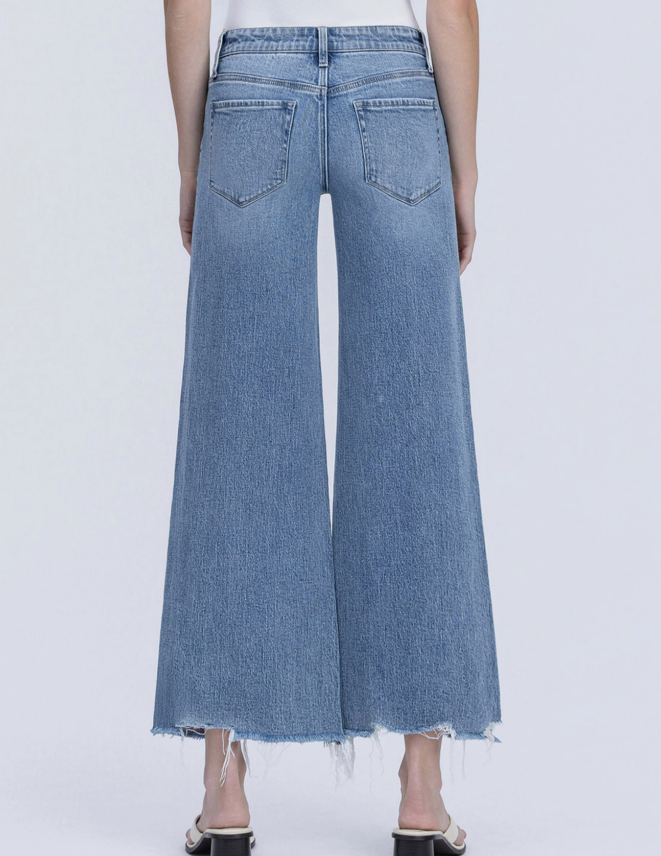 High Rise Raw Hem wide Leg T7309