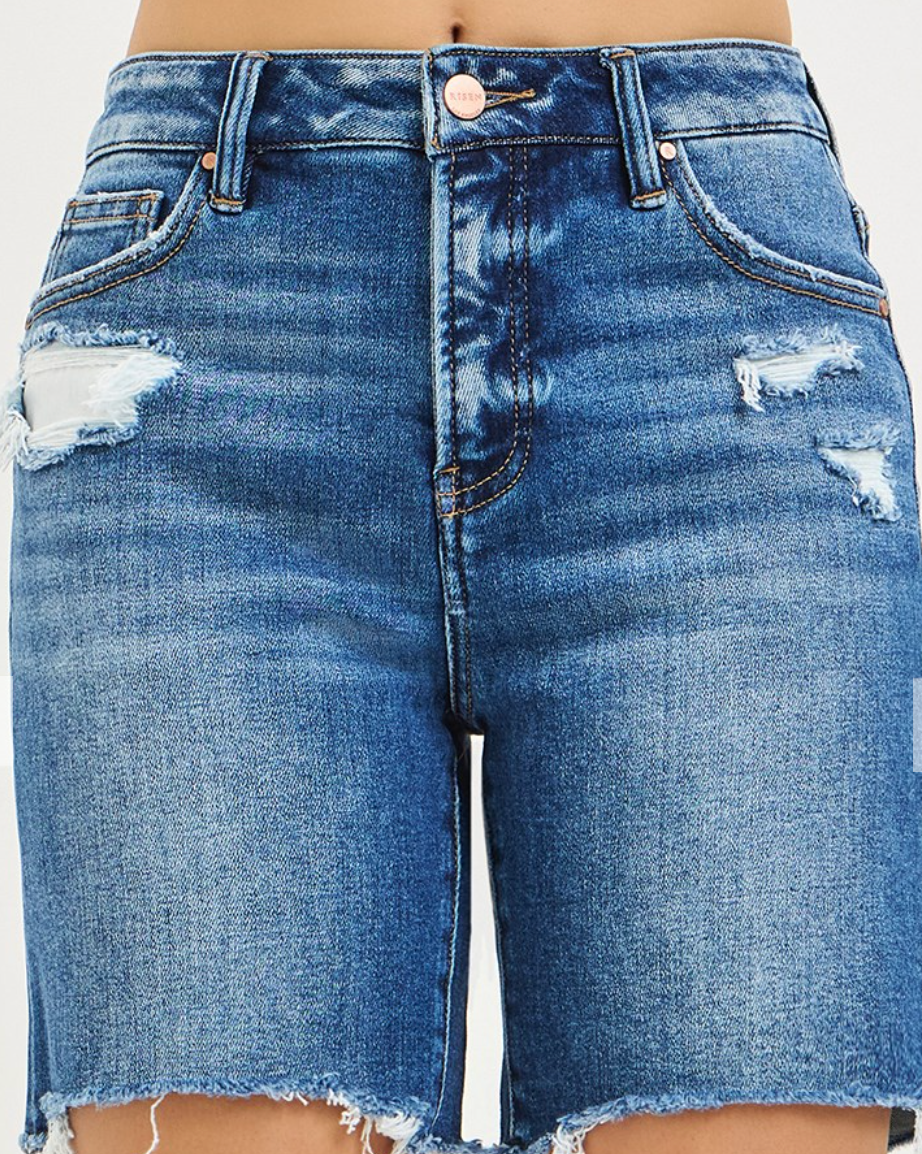 Tummy Control High Rise Loose Fit Mid Length Shorts RDS6276