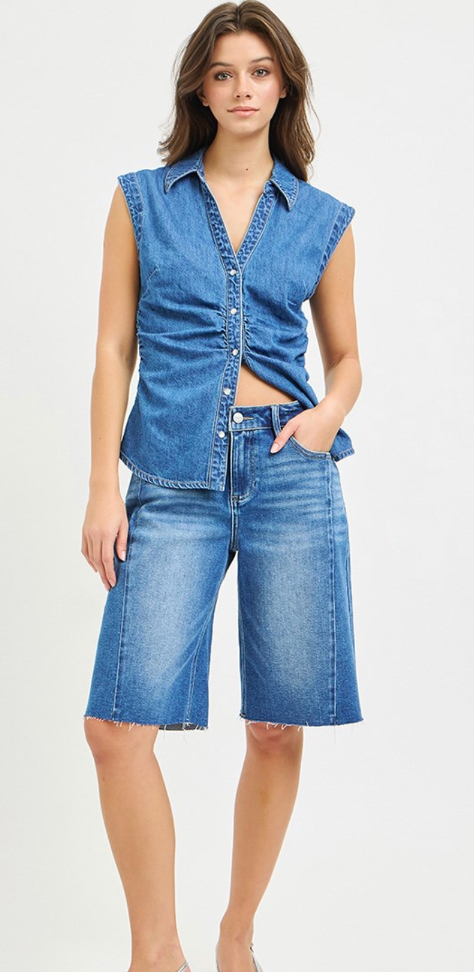 Slouchy Seamed Jorts RDS6461