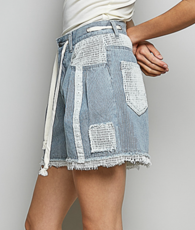 Stripe Denim Shorts