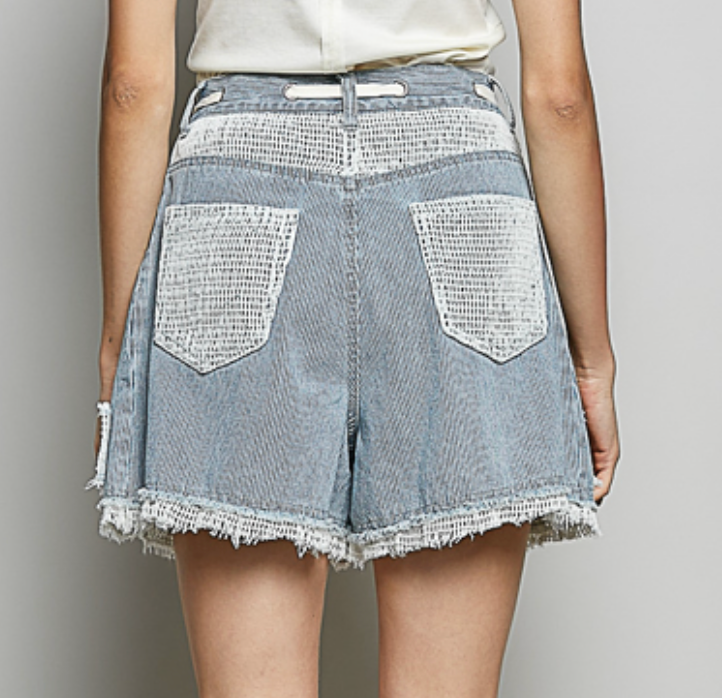Stripe Denim Shorts