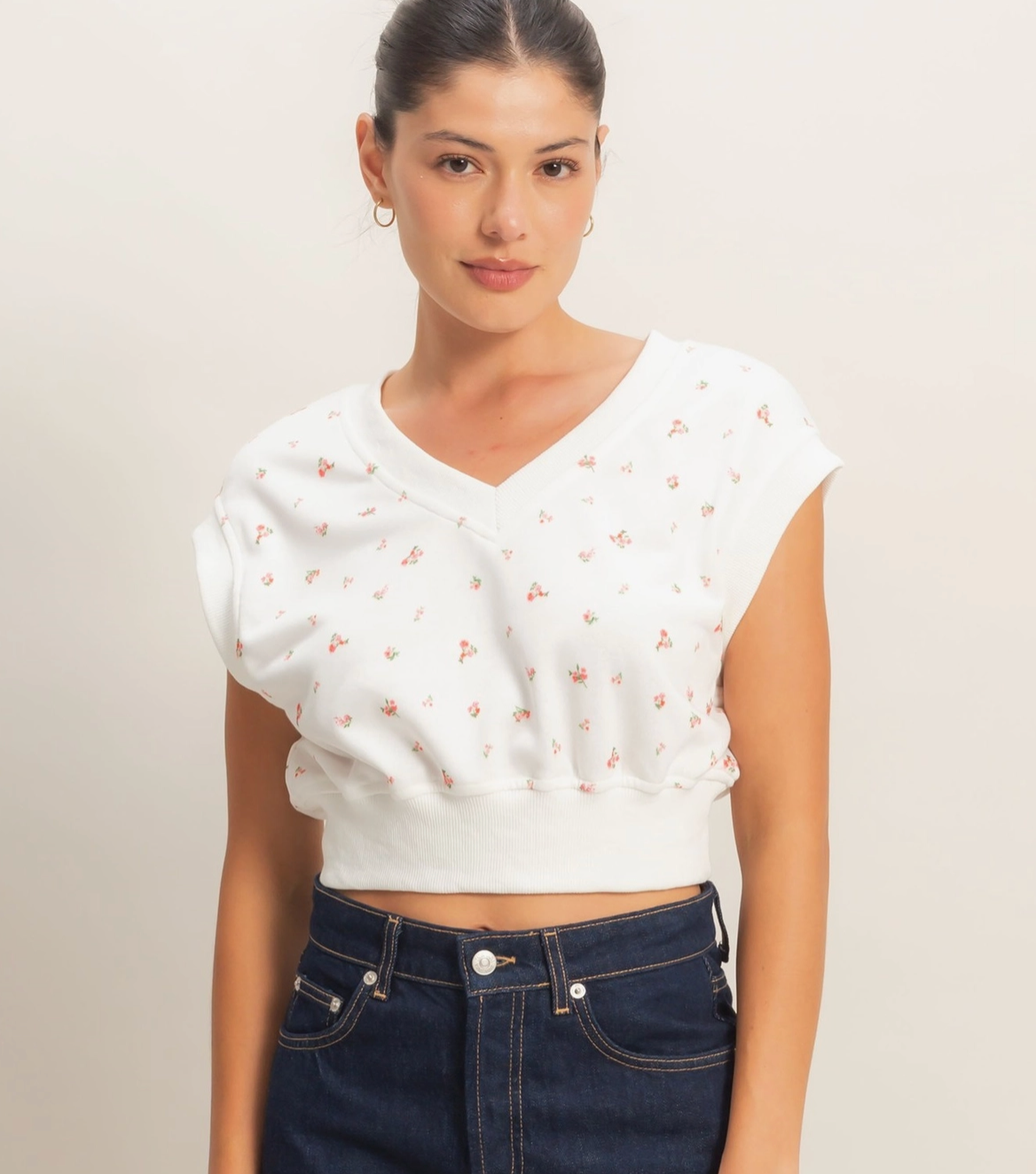 Floral V-Neck Crop Top